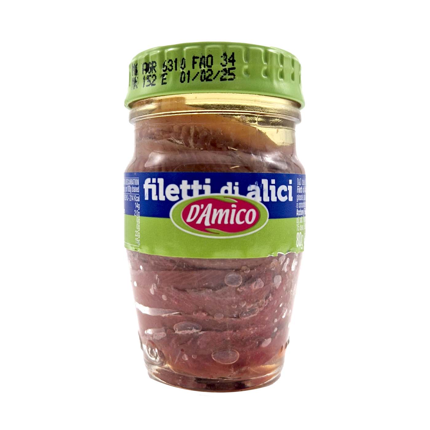 D'Amico Filetti di alici in olio di girasole 80g