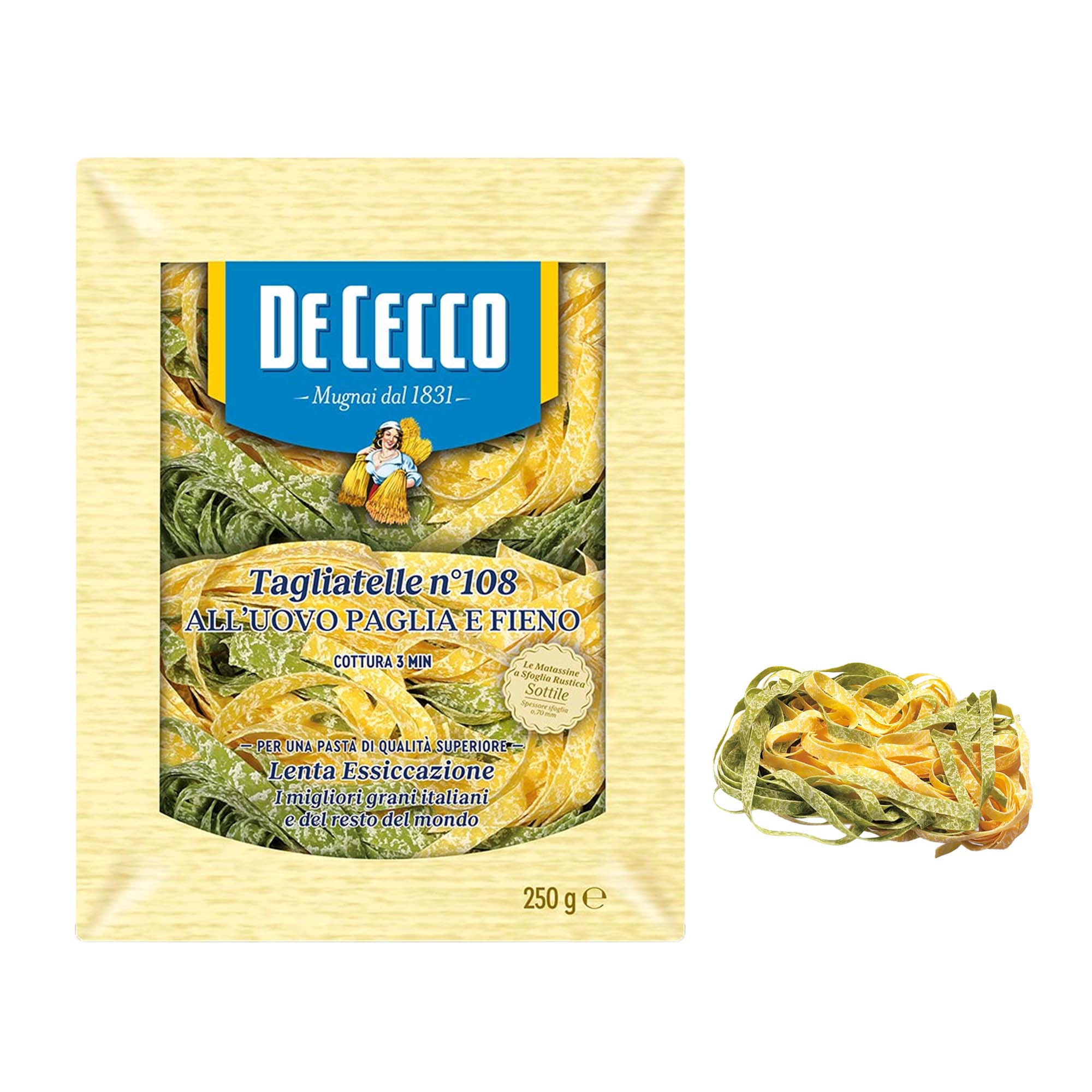 De Cecco Tagliatelle all'uovo paglia e fieno n° 108 250g