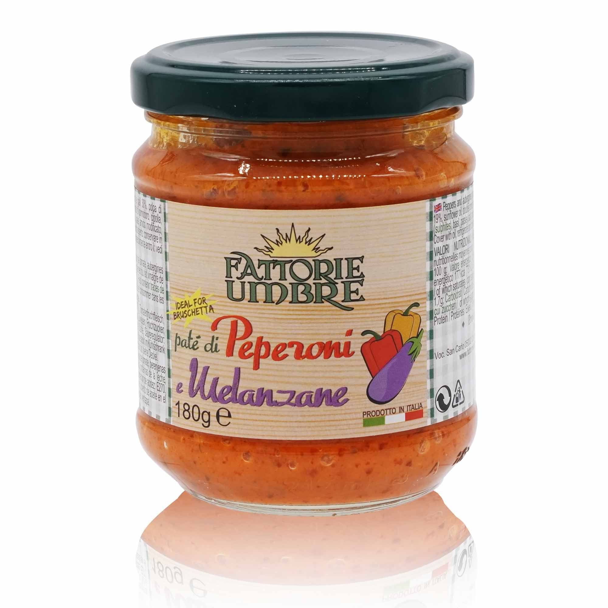 FATTORIE UMBRE Patè di Peperoni e Melanzane – Paprikapastete mit Auberginen - 0,180kg