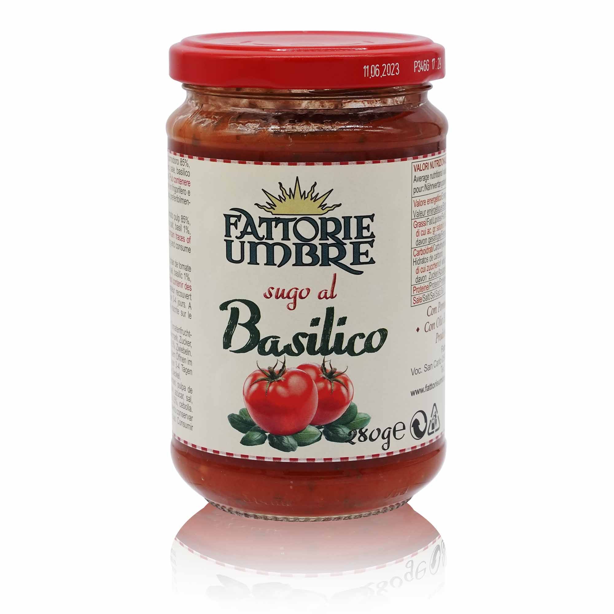 FATTORIE UMBRE Sugo al Basilico – Tomatensosse mit Basilikum - 0,280kg