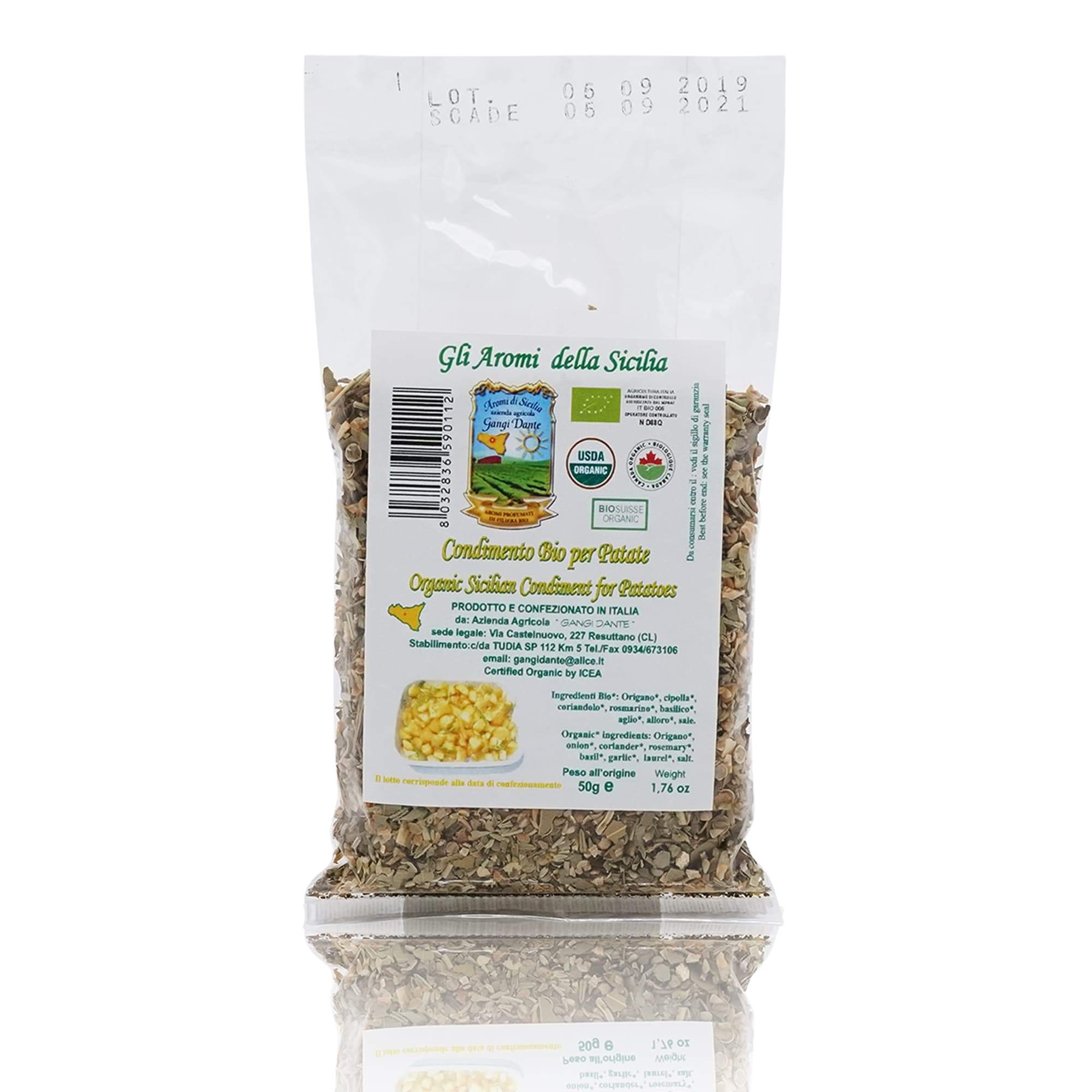 GANGI Dante Condimento per Patate – Würzmischung für Kartoffel BIO - 0,050kg