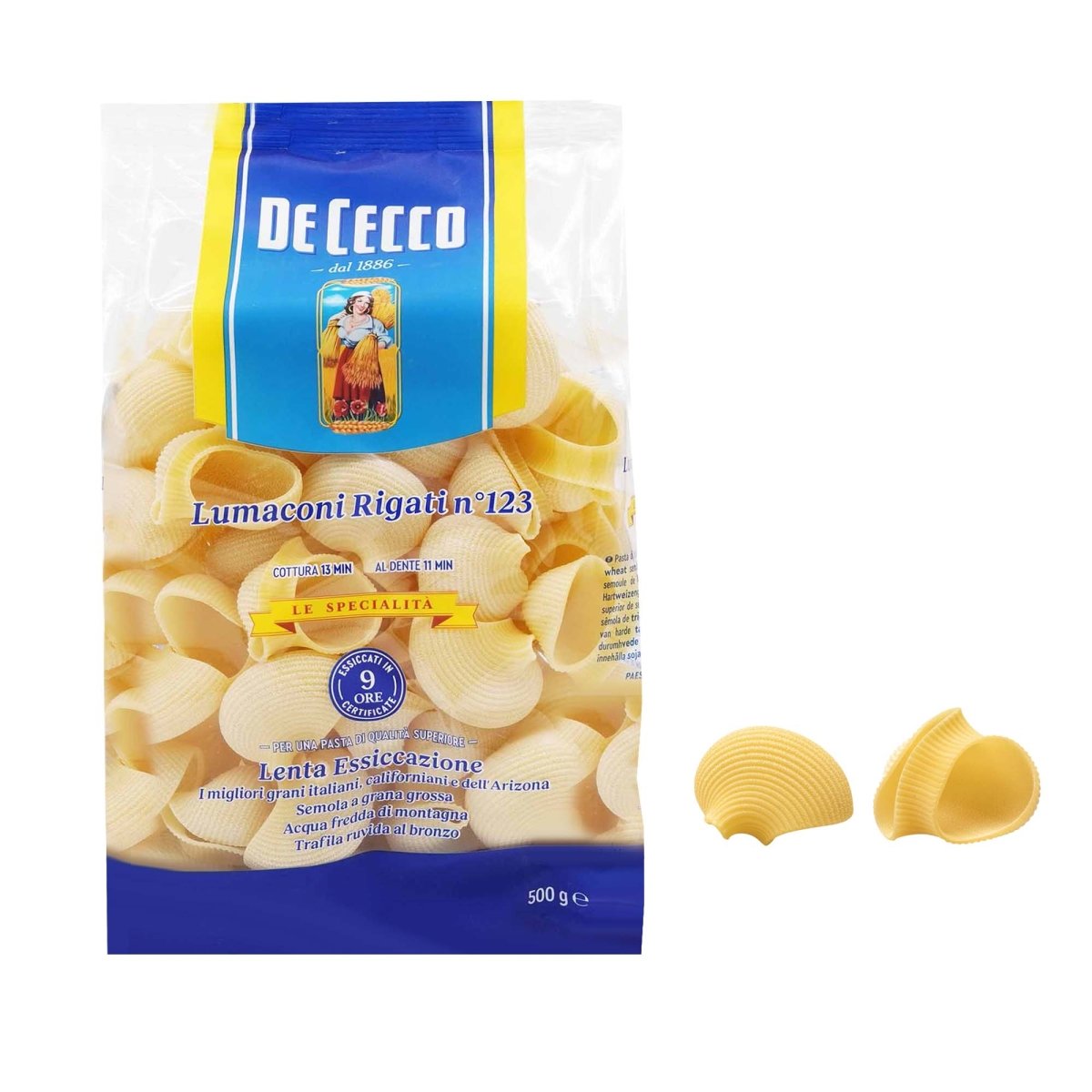 De Cecco Lumaconi rigati n° 123 500g - italienisch - einkaufen.de
