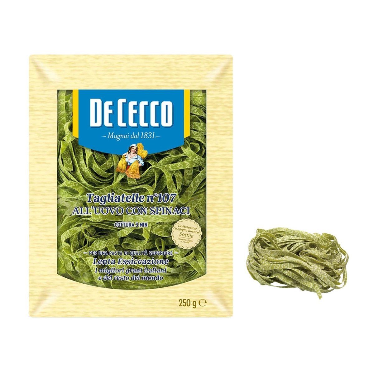 De Cecco Tagliatelle all'uovo con spinaci 250g - italienisch - einkaufen.de