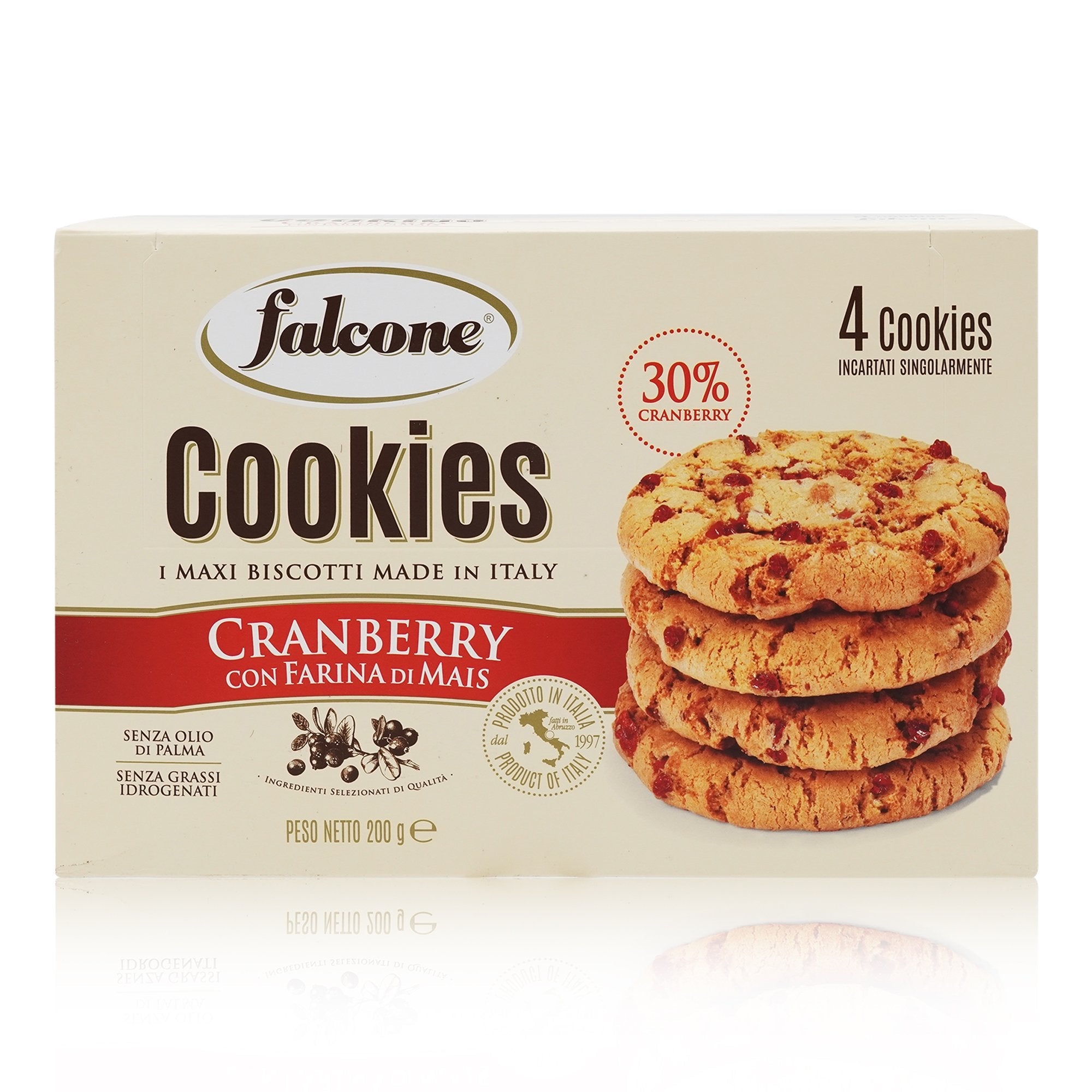 FALCONE Cookies Cranberry con Farina di Mais – Cookies Cranberry mit Maismehl - 0,200kg - italienisch - einkaufen.de