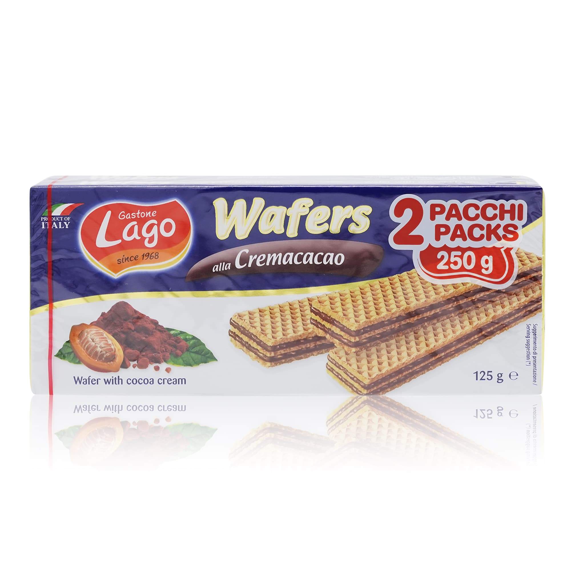GASTONE LAGO Wafers doppio pacco Cremacacao – Neapolitaner Kakaofüllung - 0,250kg - italienisch - einkaufen.de