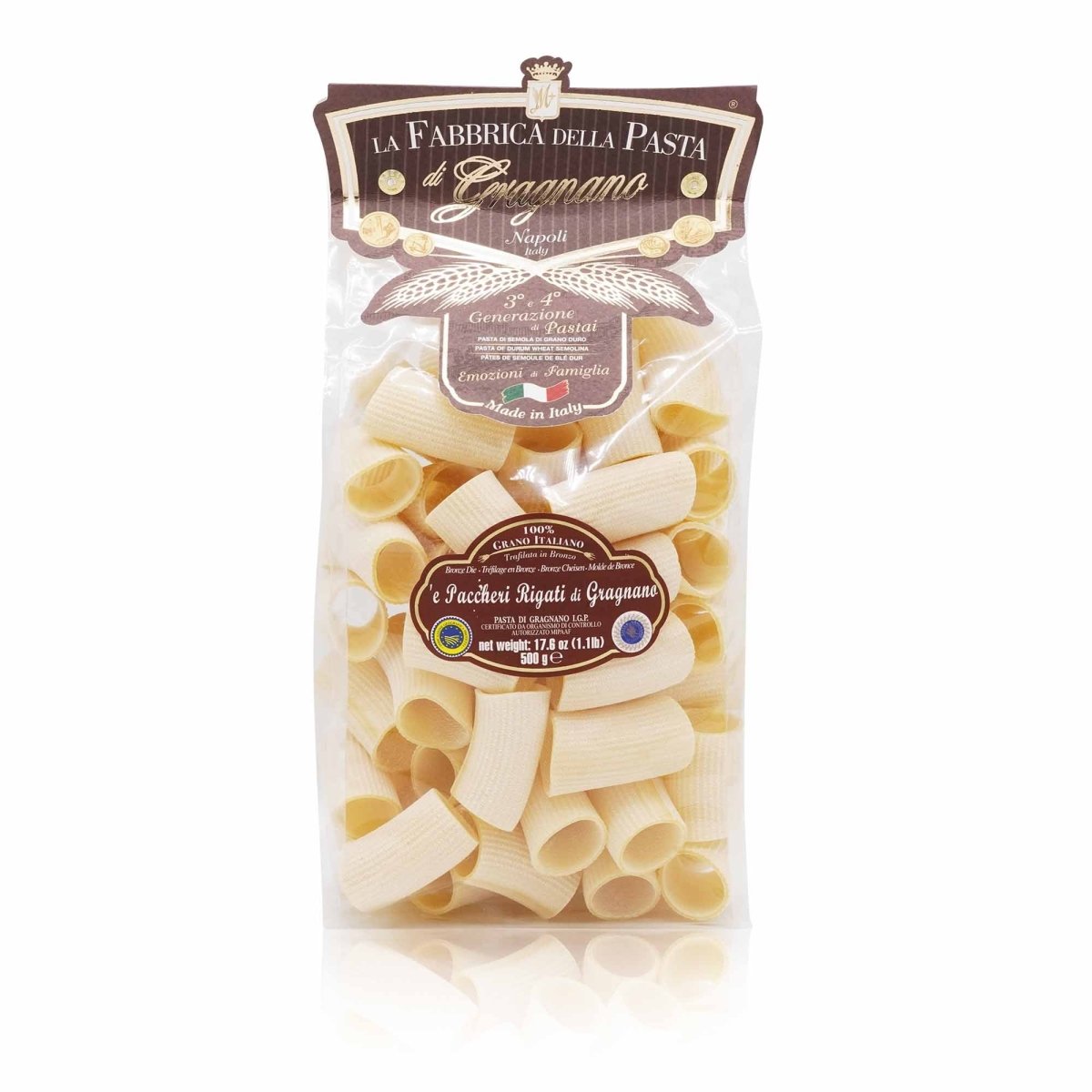 LA FABBRICA DELLA PASTA Paccheri rigati – Paccheri gerippt - 0,5kg - italienisch - einkaufen.de