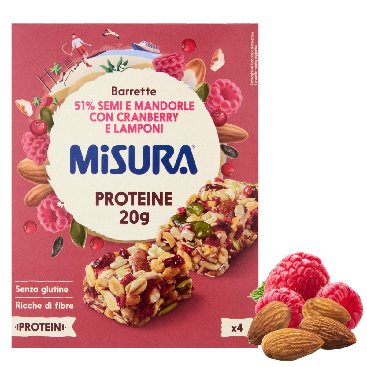 Misura Barrette Protein 51% Mandorle Cranberry Lamponi 120 g - italienisch - einkaufen.de