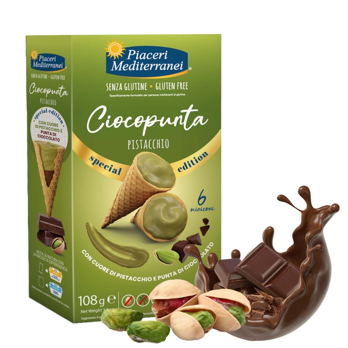 Piaceri Mediterranei Ciocopunta Pistacchio senza glutine 108g - italienisch - einkaufen.de