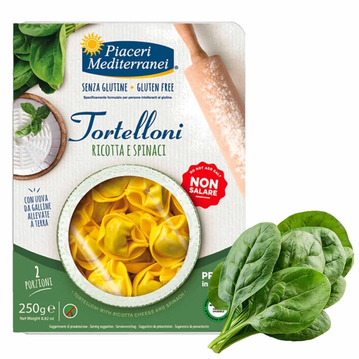 Piaceri Mediterranei Tortelloni con Ricotta e Spinaci senza glutine 250g - italienisch - einkaufen.de