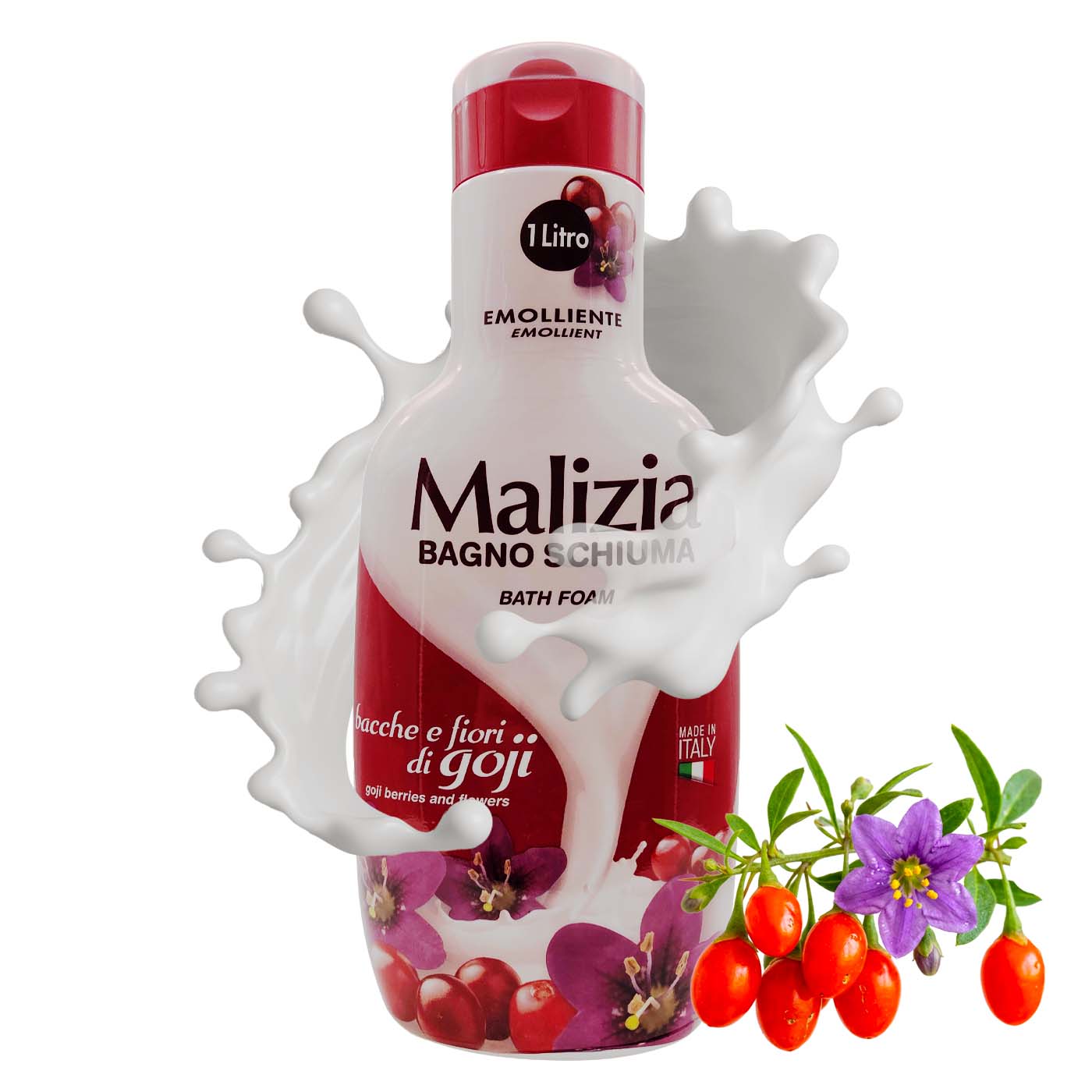 Malizia Bagno Schiuma Bacche e Fiori di Goji 1l