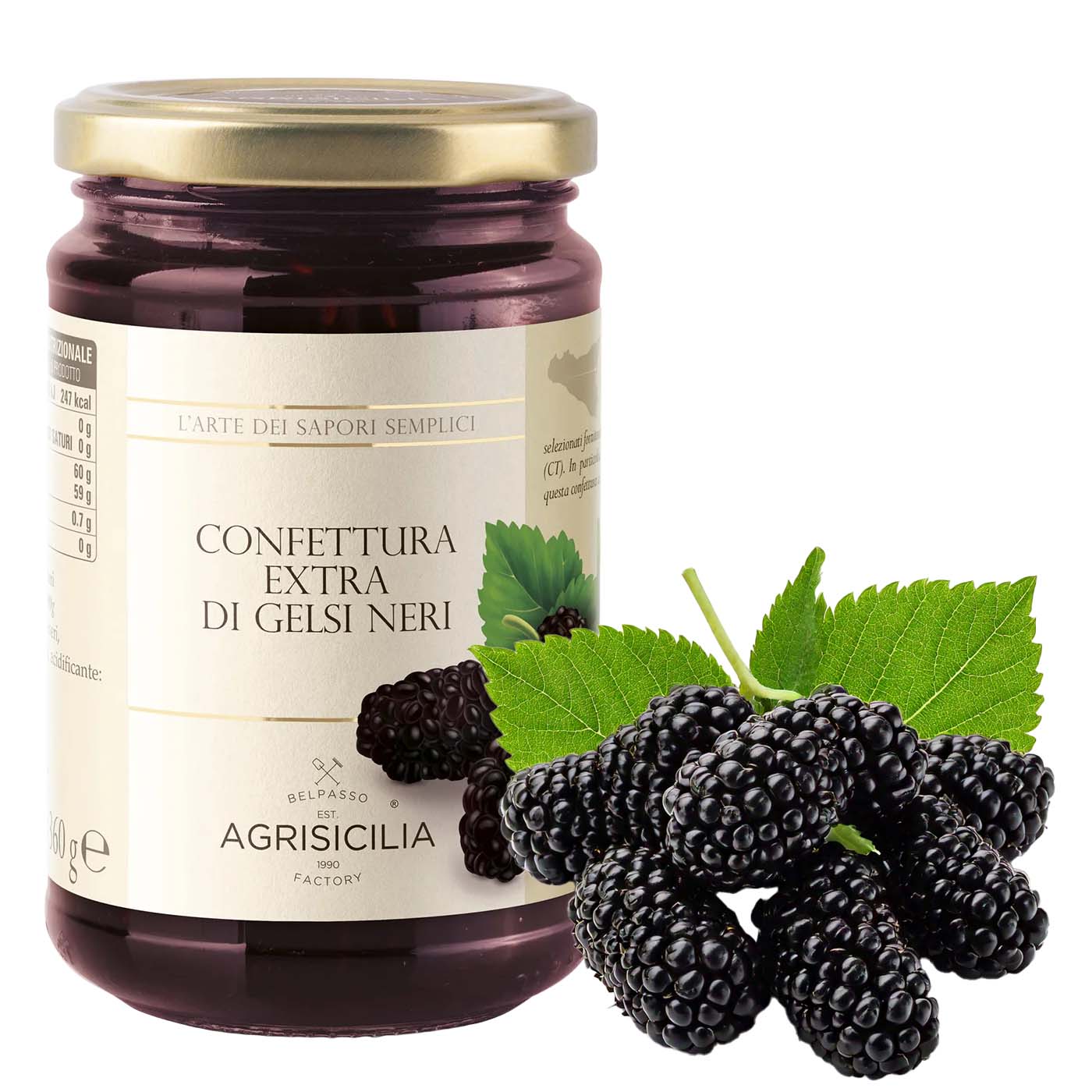 AGRISICILIA schwarze Maulbeerenmarmelade 360g