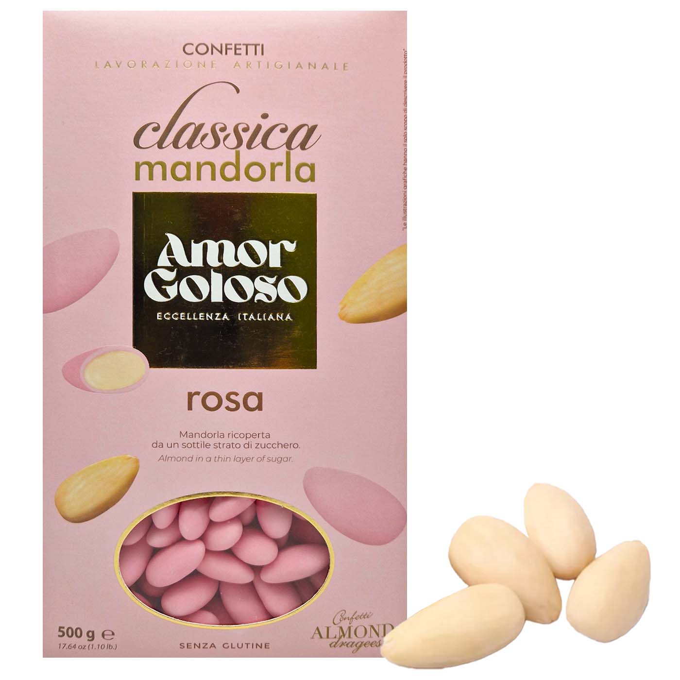 AMOR GOLOSO Confetti Almond rosa mandorla - Mandelkonfekt rosa - 0,5kg