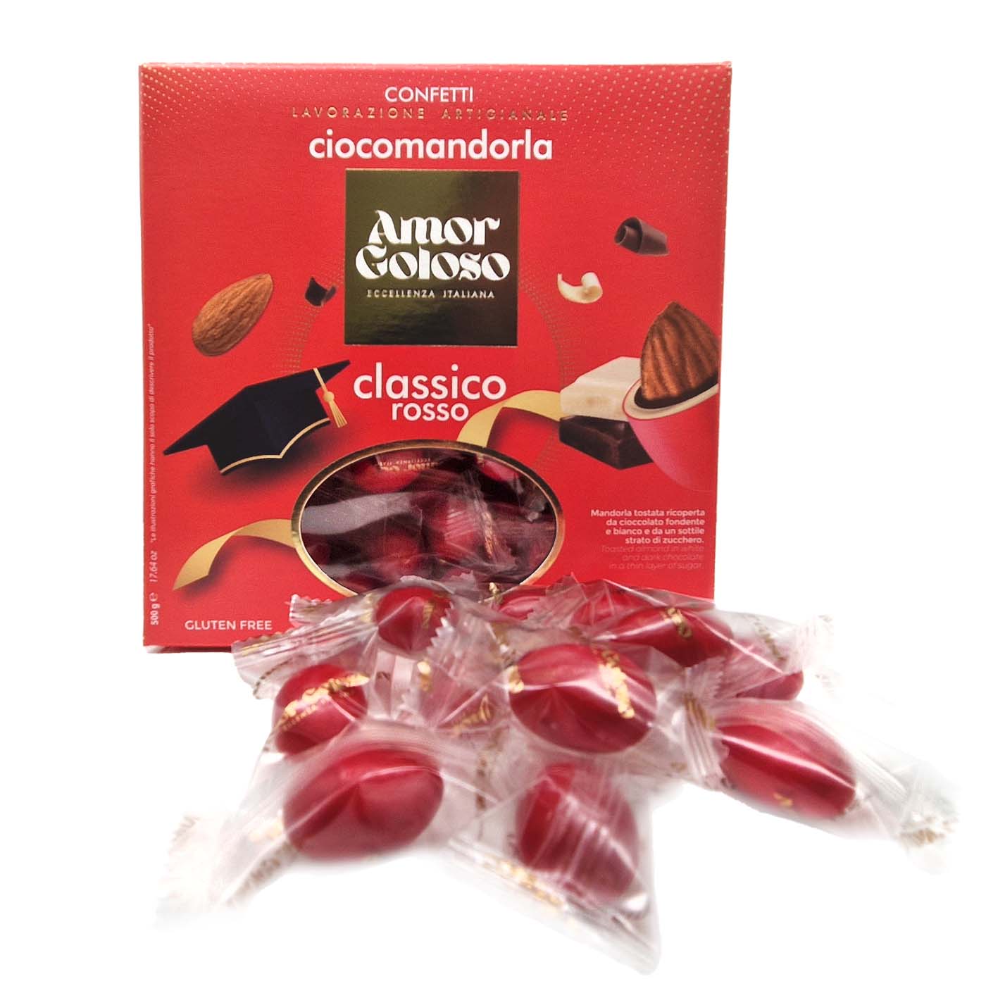 AMOR GOLOSO Ciocomandorla classico rosso-Mandelkonfekt rot - 0,5kg