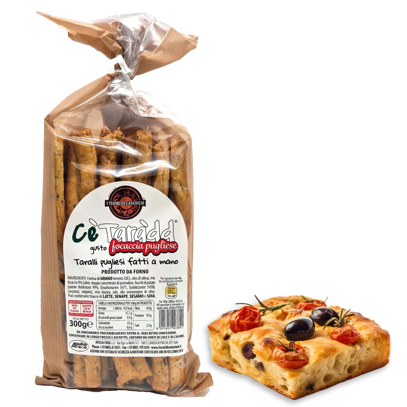 APULIA FOOD C'è Taràdd Taralli focaccia pugliese-C'è Taràdd Taralli pugliesische Focaccia - 0,3kg