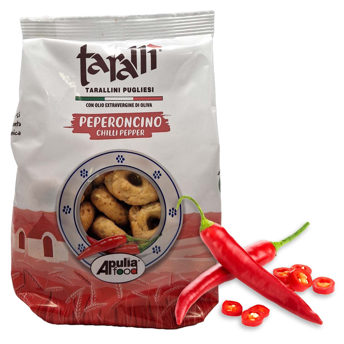 APULIA FOOD Taralli Peperoncino-Taralli mit Chili - 0,25kg