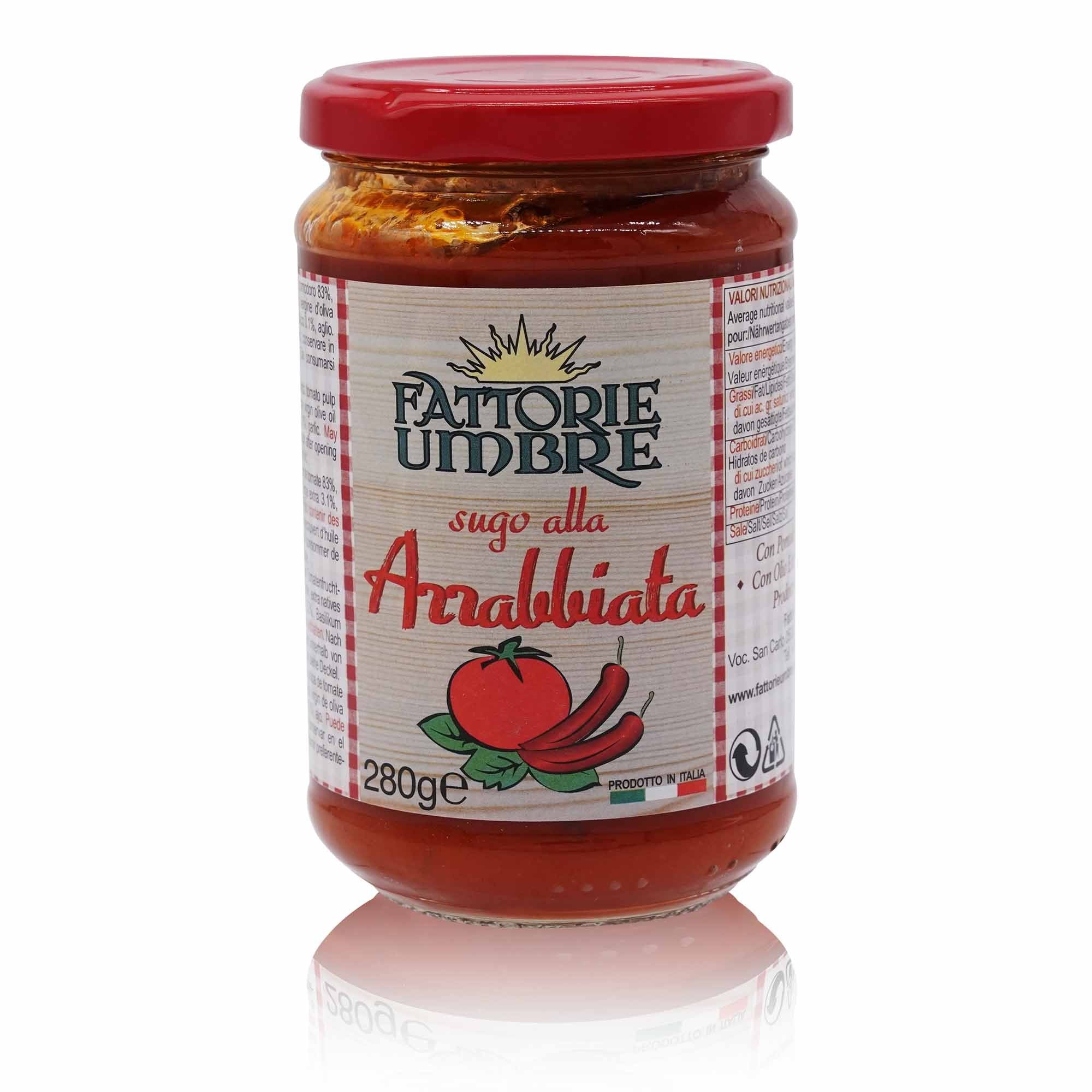 FATTORIE UMBRE Sugo all'Arrabbiata – Chilisosse mit Tomaten - 0,280kg