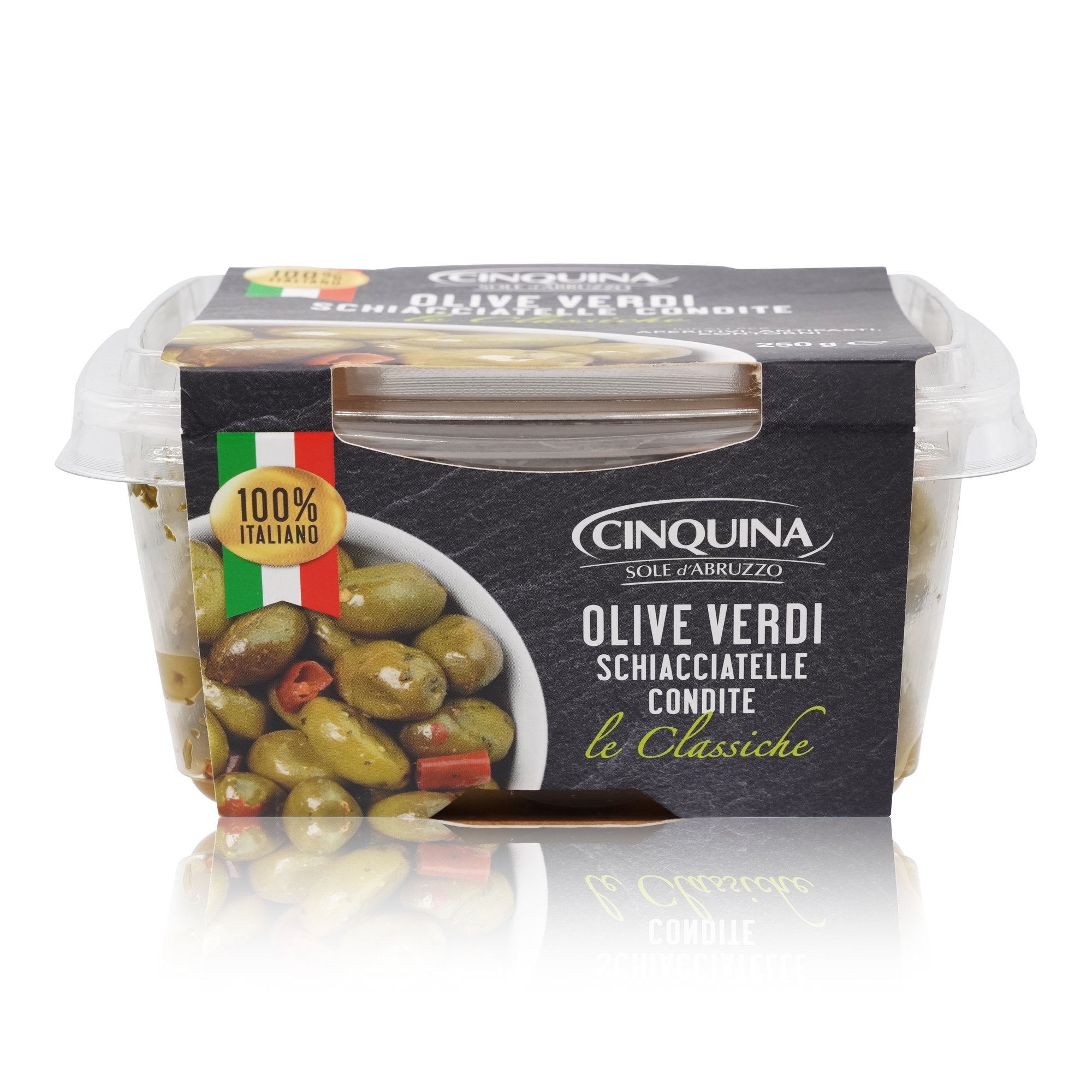 CINQUINA Olive verdi schiacciatelle condite – Oliven grün gewürzt - 0,250kg