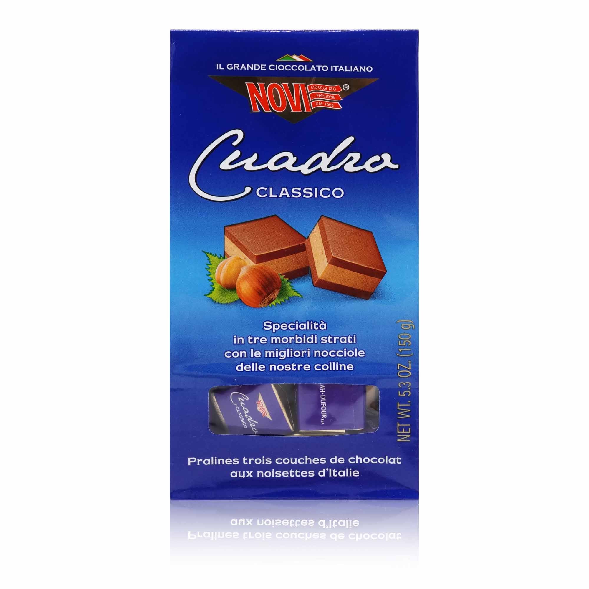 NOVI Cuadro Classico – Haselnuss-Quadratpraline - 0,150kg