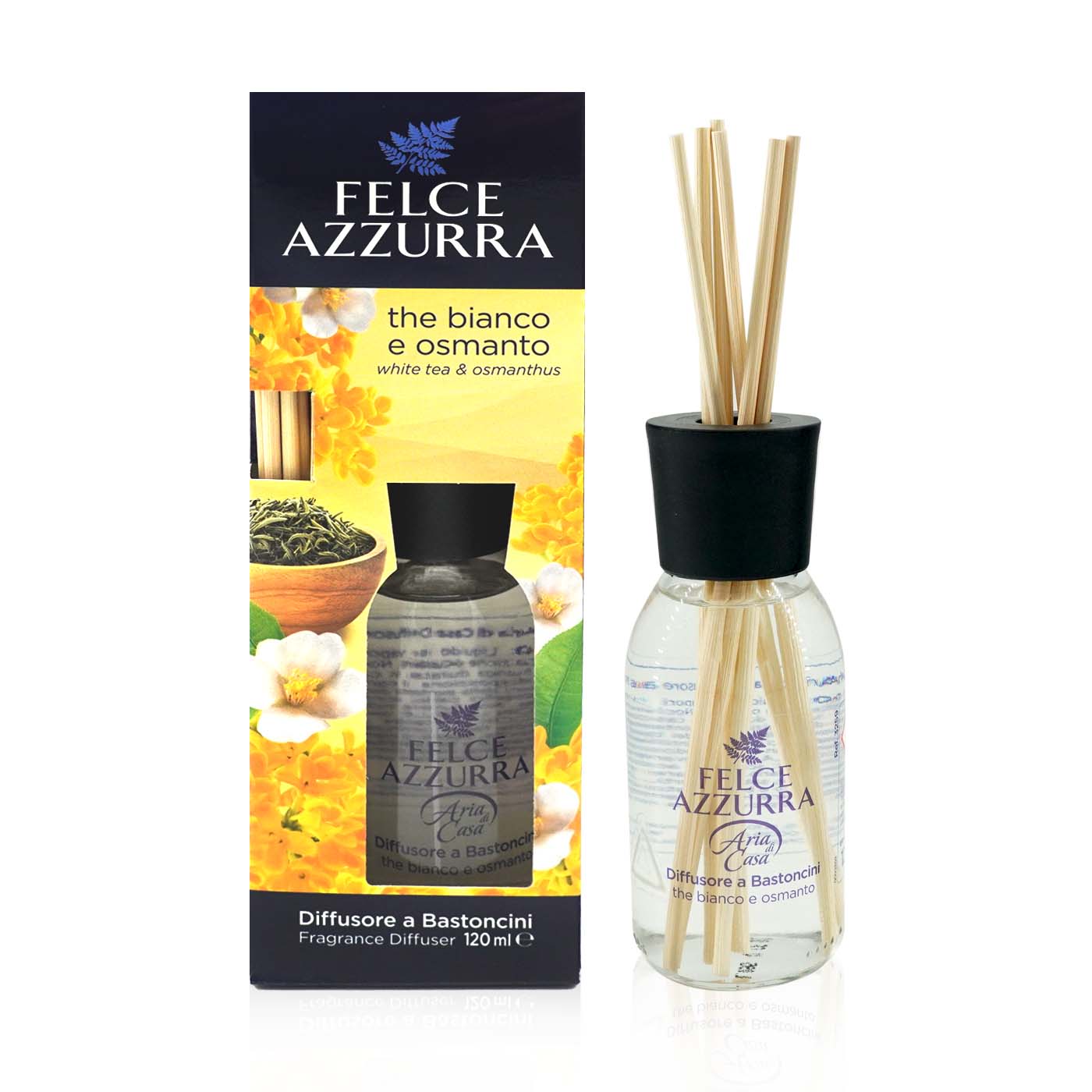 FELCE AZZURRA Bastoncini thè bianco e osmanto-Duftstäbchen weisser Tee & Osmanthus - 0,12l