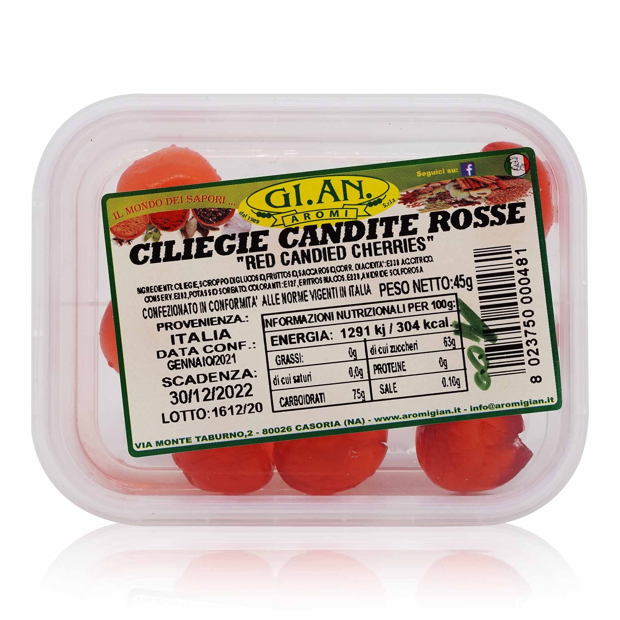 GIAN AROMI Ciliegie Candite Rosse – Kirschen kandiert - 0,045kg