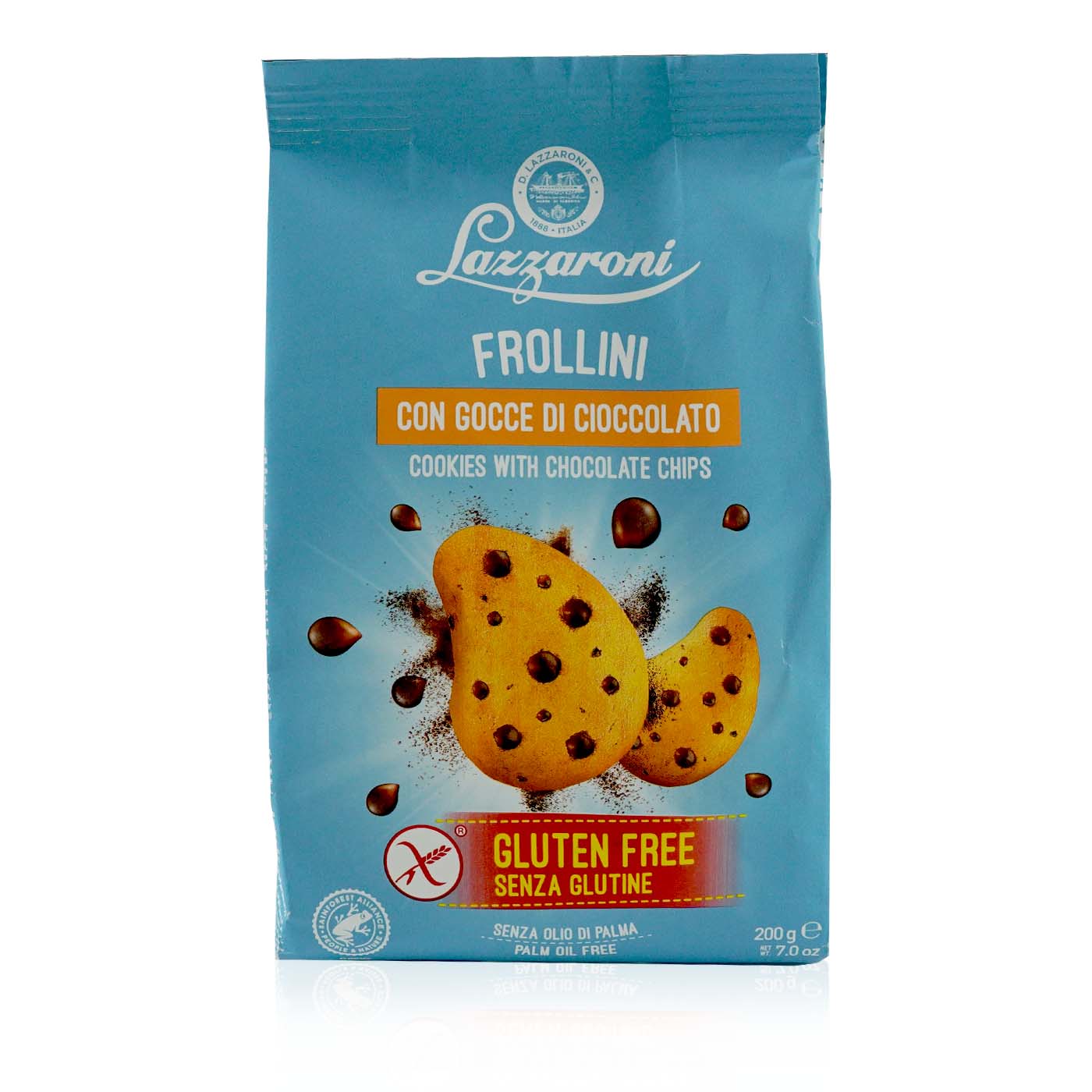 LAZZARONI Frollini gocce di cioccolato senza glutine-Kekse Schokotropfen glutenfrei - 0,2kg