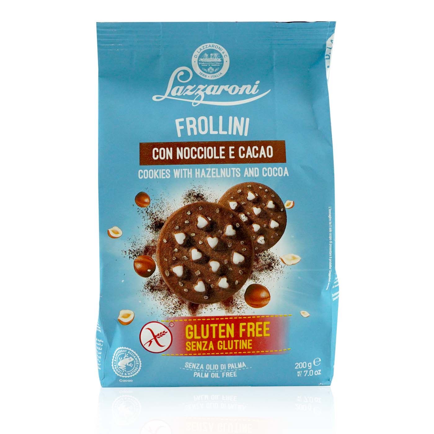 LAZZARONI Frollini nocciole e cacao senza glutine-Kekse Haselnuss und Kakao glutenfrei - 0,2kg