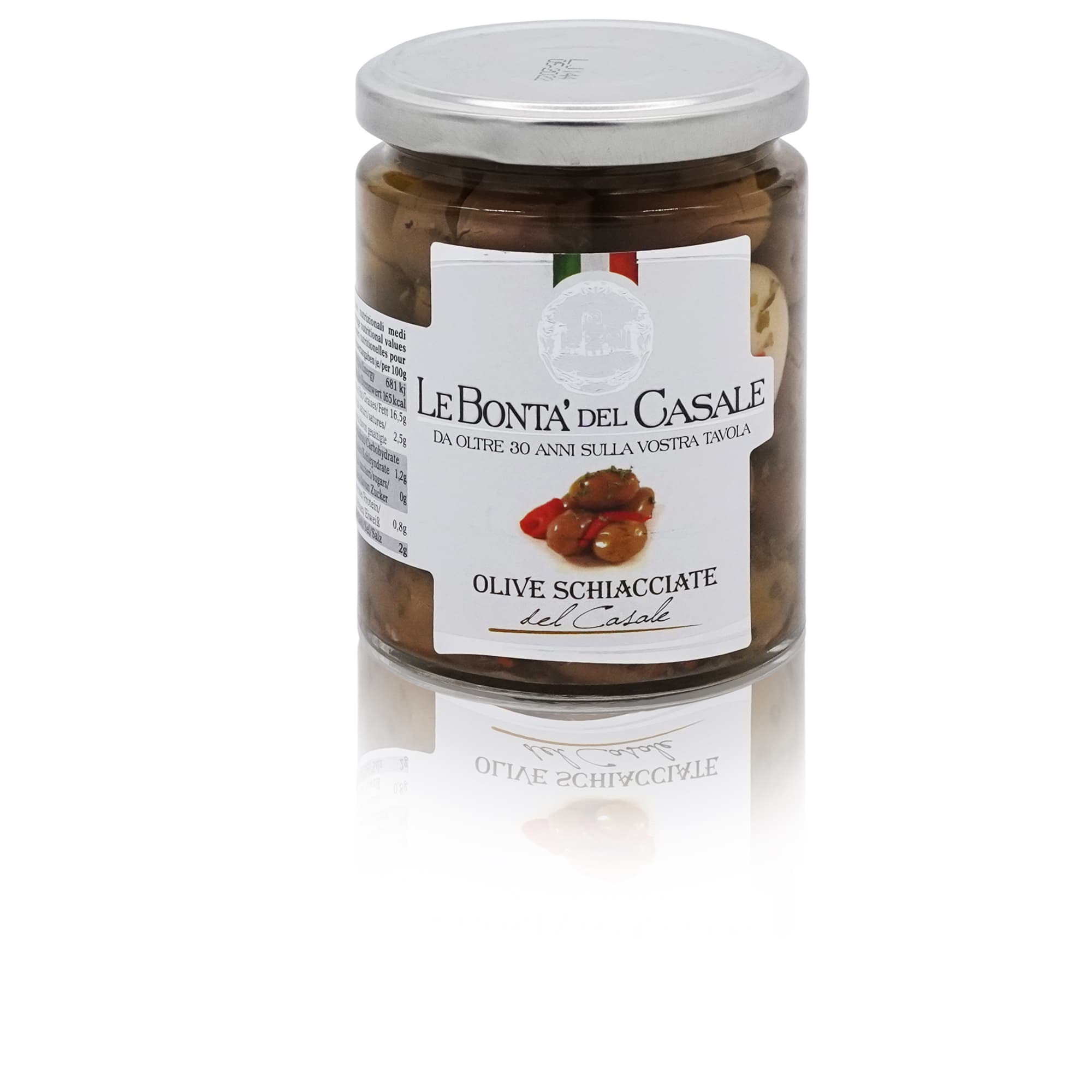 LE BONTÀ DEL CASALE Olive schiacciate del Casale – Oliven eingedrückt - 0,314kg