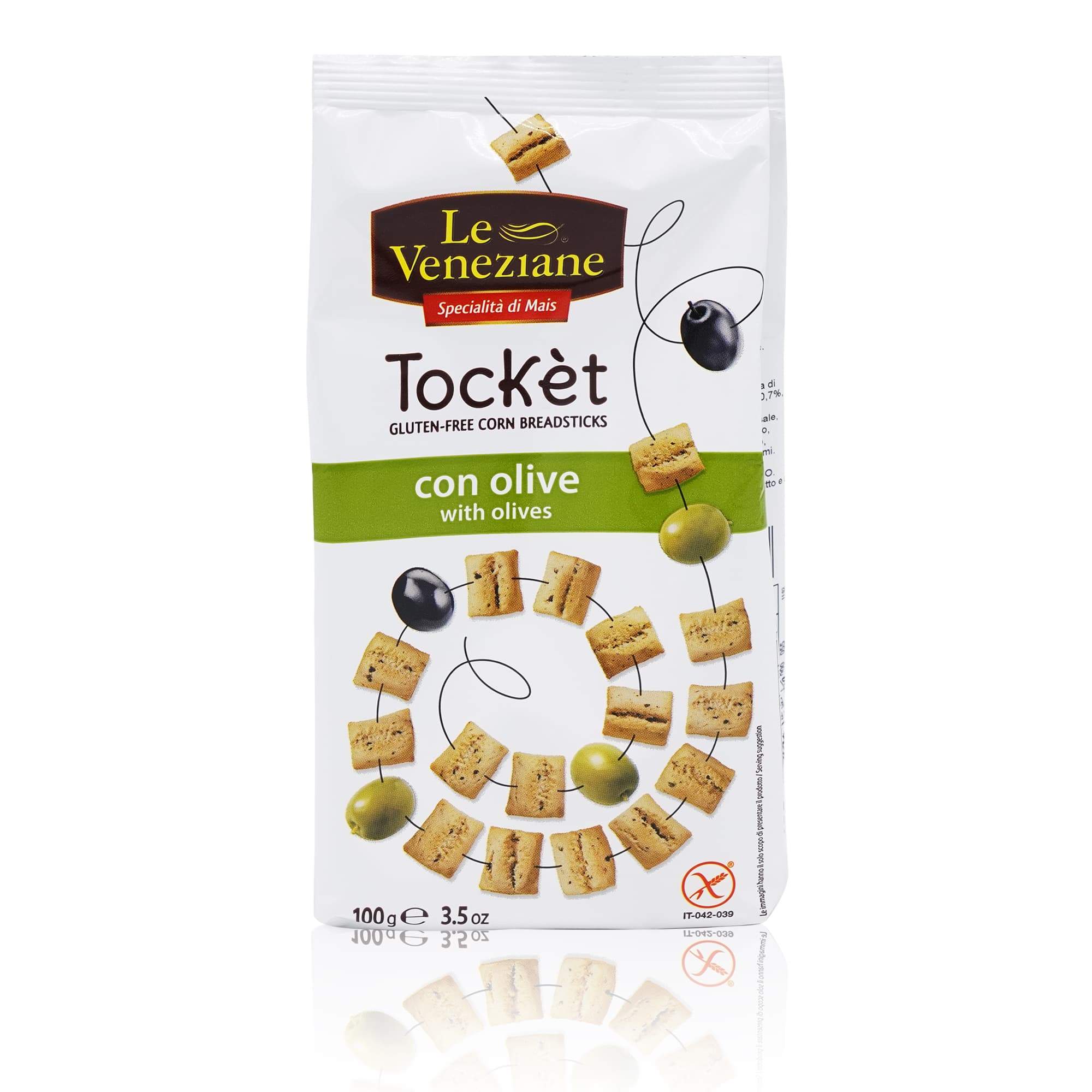 LE VENEZIANE Salatini Tockèt con olive – Minicracker Tockèt mit Oliven - 0,100kg
