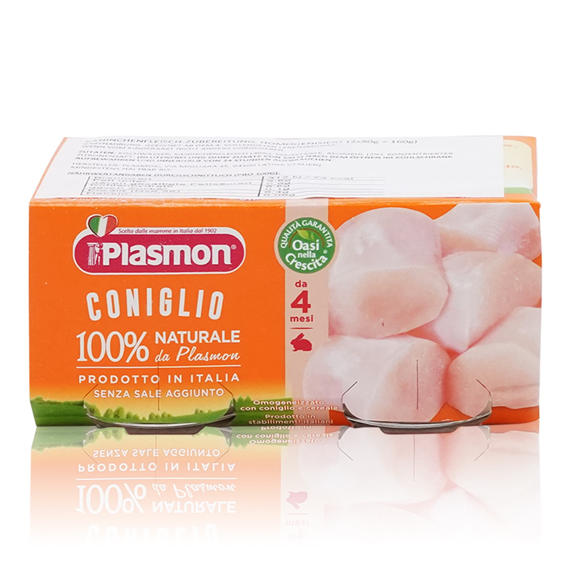 PLASMON Omogeneizzato Coniglio – Fleischgläschen Kaninchen ab dem 4. Monat - 0,160kg