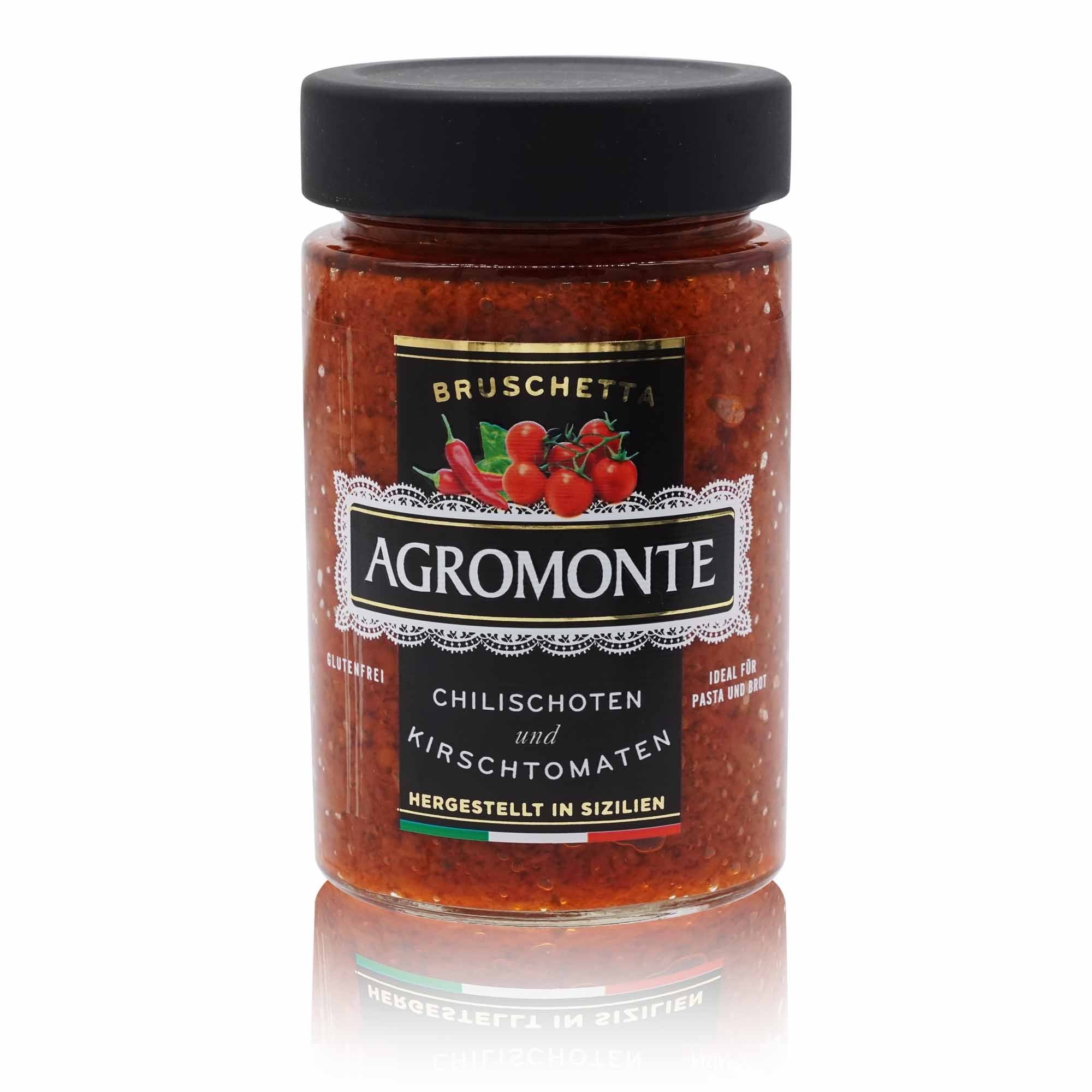 AGROMONTE Bruschetta pomodoro e peperoncino – Bruschetta Kirschtomaten und Chili scharf - 0,200kg - italienisch - einkaufen.de