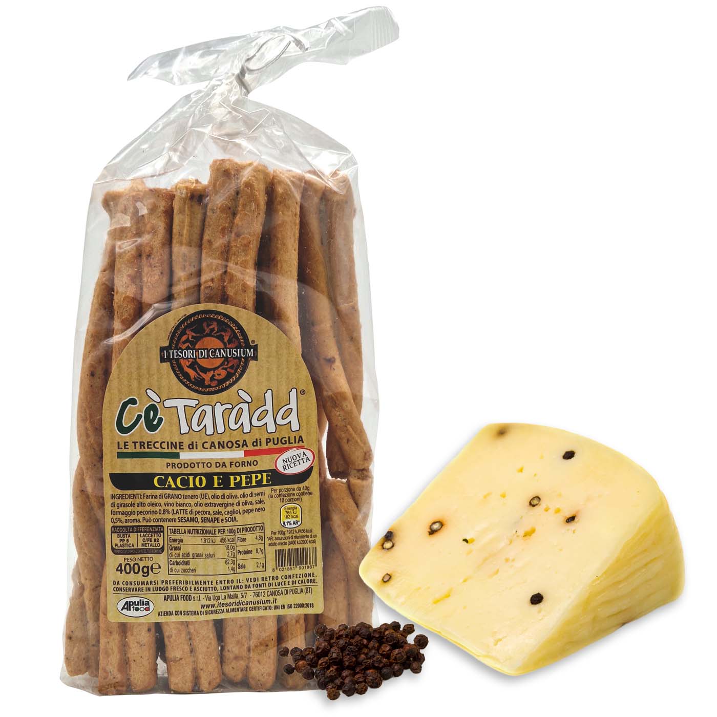 APULIA FOOD C'è Taràdd Treccine Cacio e Pepe - C'è Taràdd Stangen mit Käse und schwarzer Pfeffer - 0,4kg - italienisch - einkaufen.de