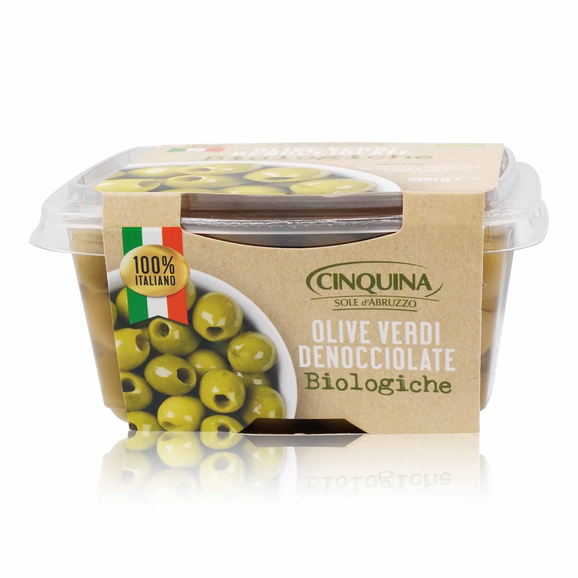 CINQUINA Olive verdi denocciolate BIO – Grüne Oliven entkernt BIO - 0,200kg - italienisch-einkaufen.de