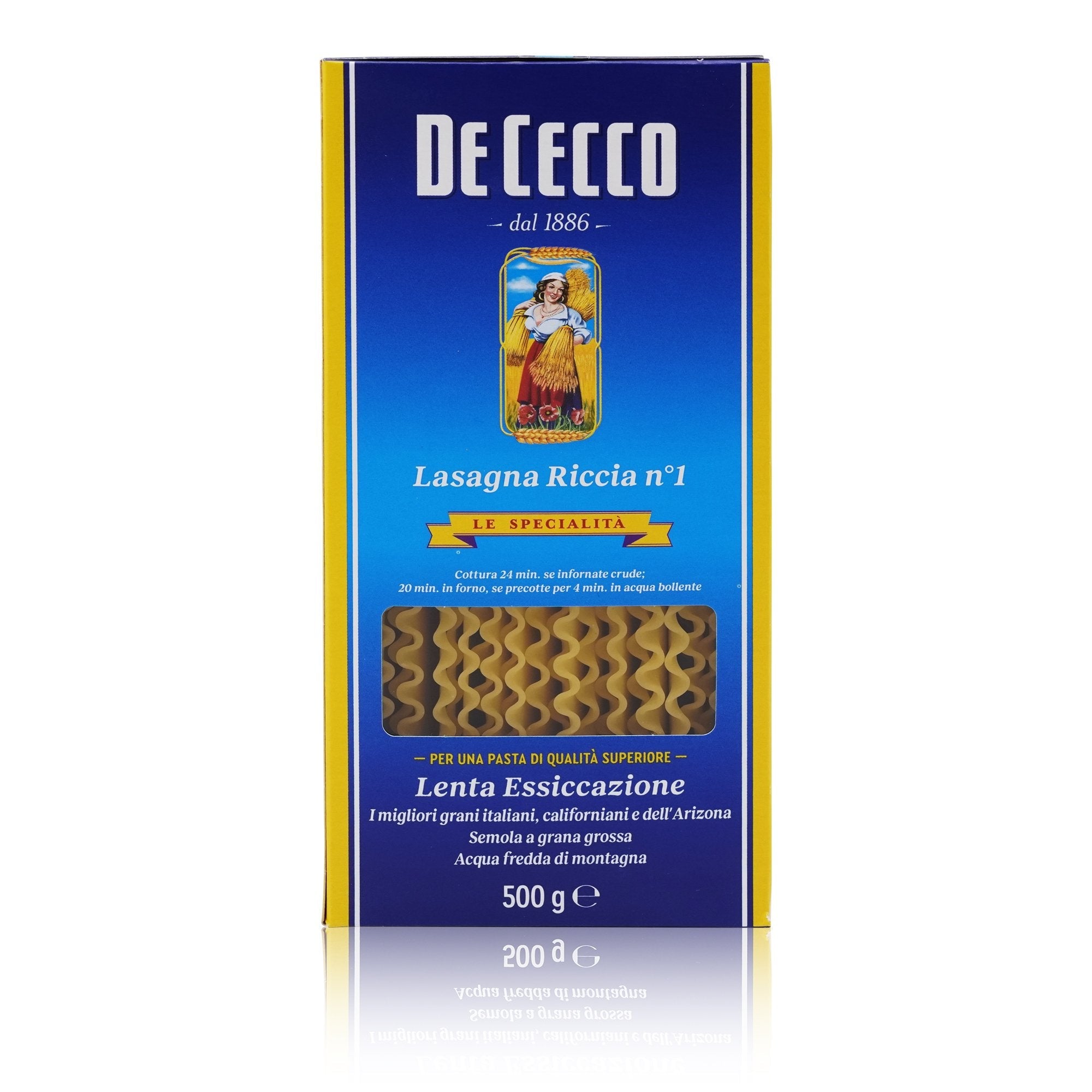 DE CECCO Lasagna Larga Riccia n° 1 – Lasagne breit gewellt Nr.1 - 0,5kg - italienisch - einkaufen.de