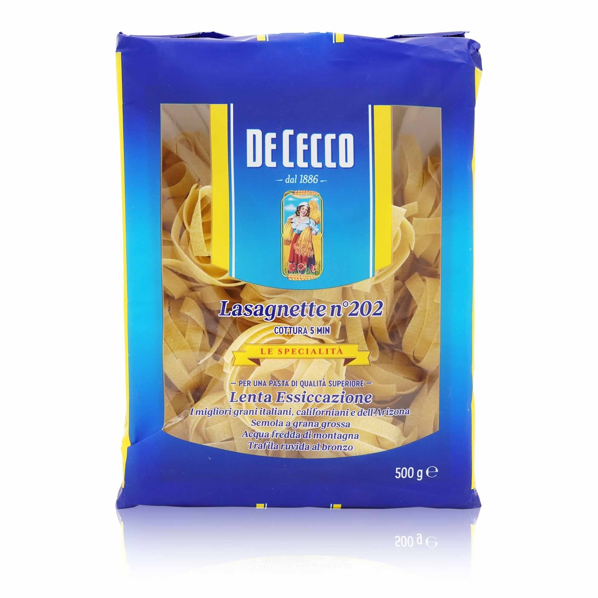 DE CECCO Lasagnette n° 202 – Lasagnette Nr.202 - 0,5kg - italienisch - einkaufen.de