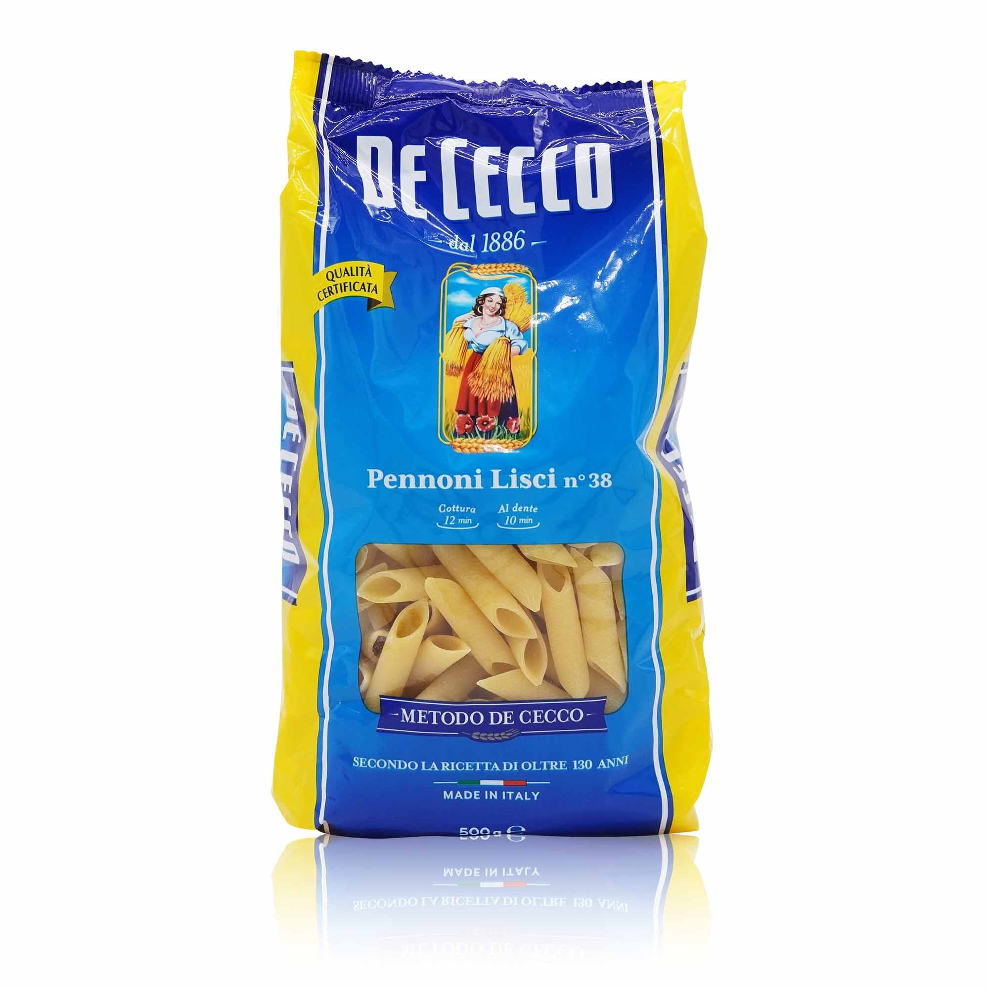 DE CECCO Pennoni lisci n° 38 – Pennoni glatt Nr.38 - 0,5kg - italienisch - einkaufen.de