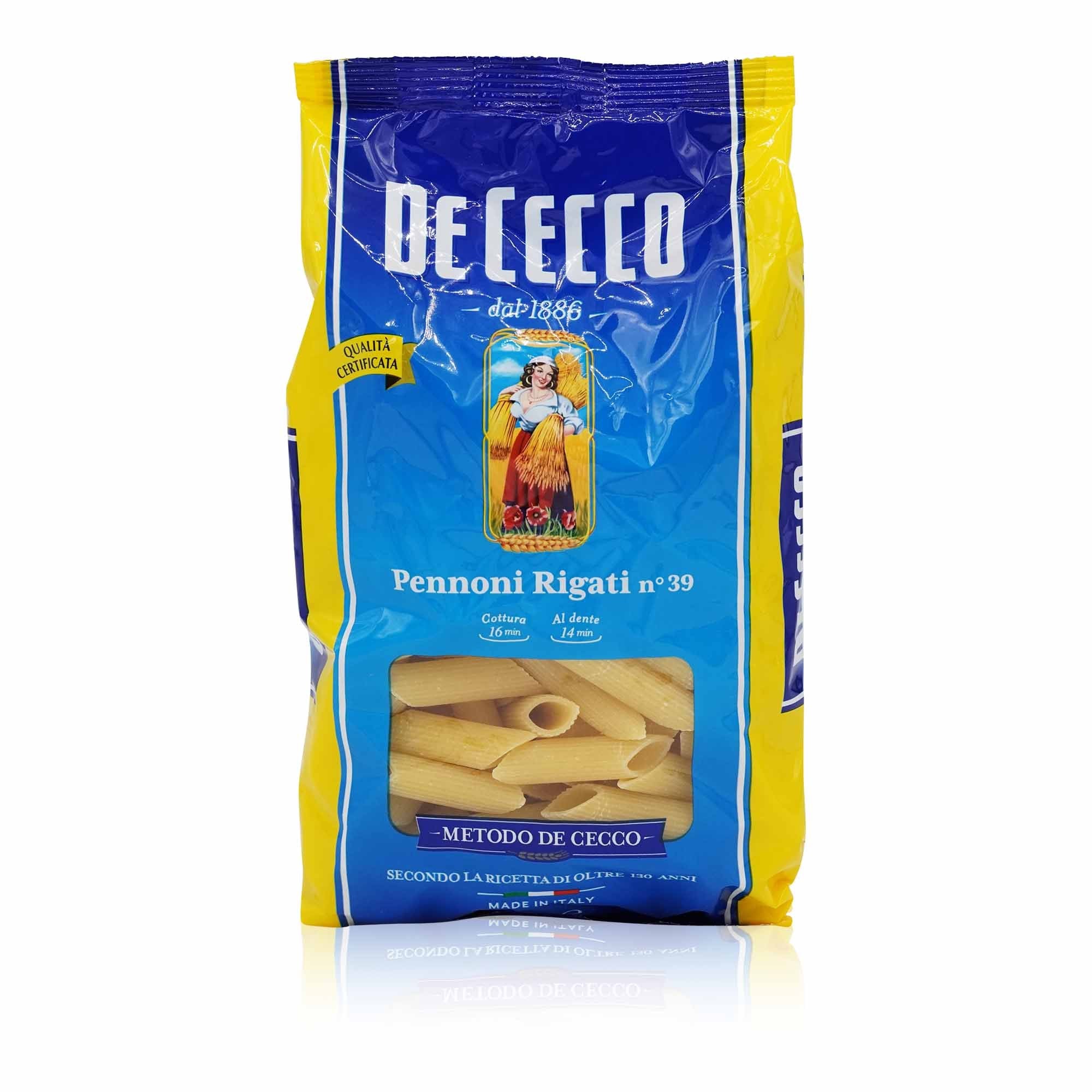 DE CECCO Pennoni rigati n° 39 – Pennoni rigati Nr.39 - 0,5kg - italienisch - einkaufen.de