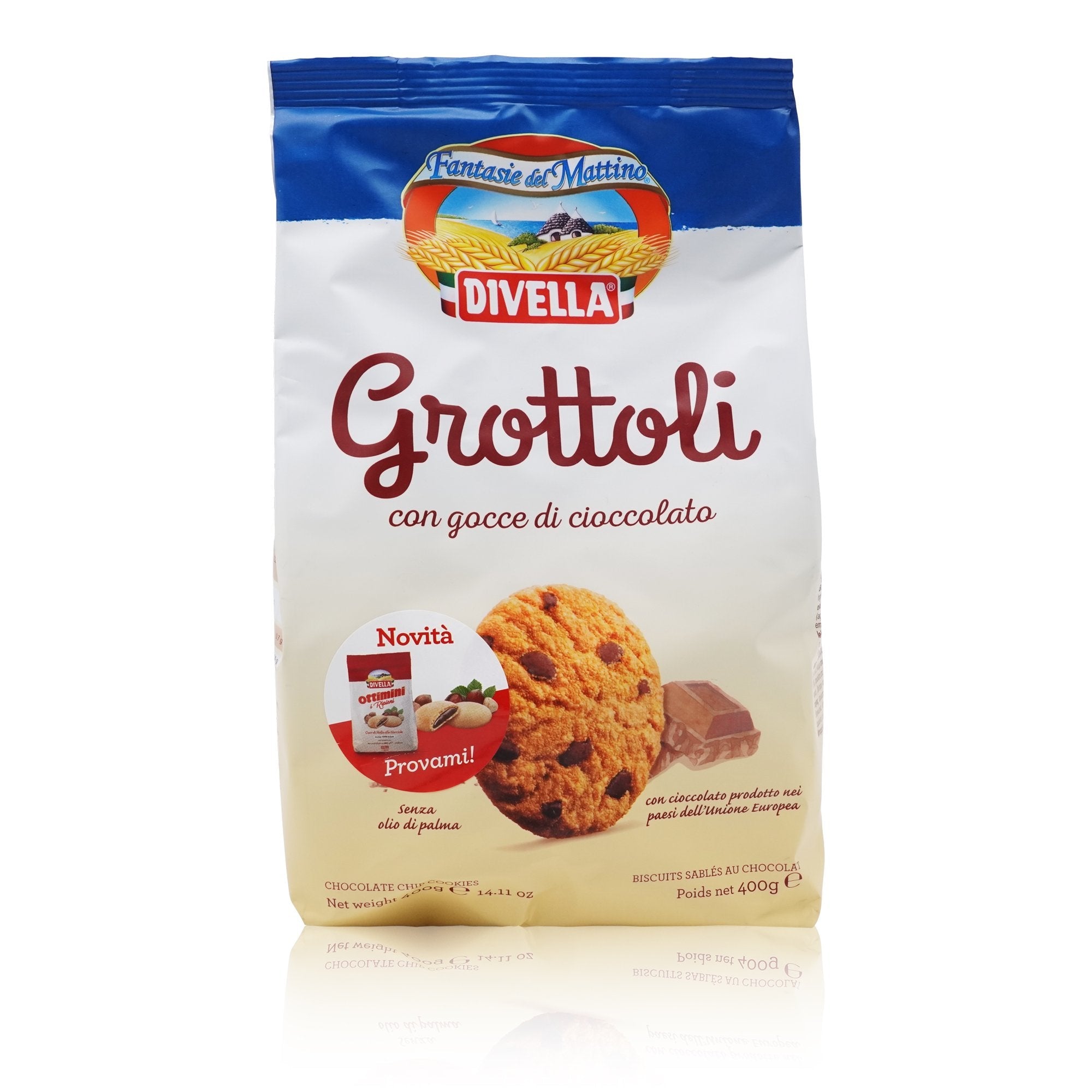 DIVELLA Biscotti Grottoli gocce di cioccolato – Kekse Grottoli mit Schokotropfen - 0,400kg - italienisch - einkaufen.de