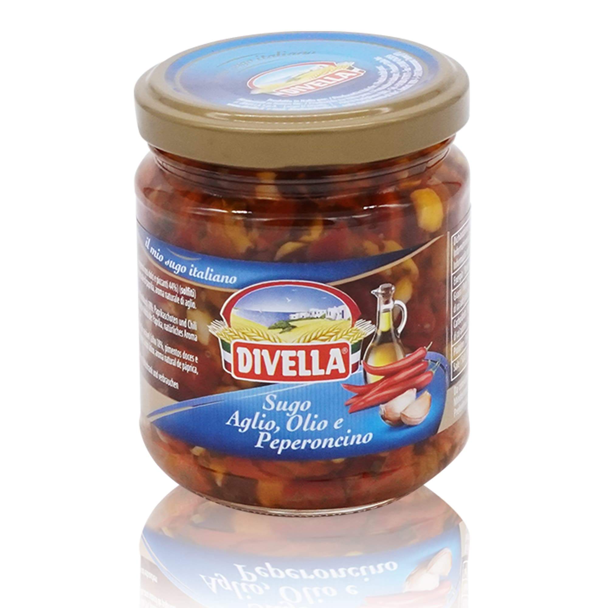 DIVELLA Sugo Aglio, Olio e Peperoncino – Würzmischung in Öl - Knoblauch und Chili - 0,190kg - italienisch - einkaufen.de