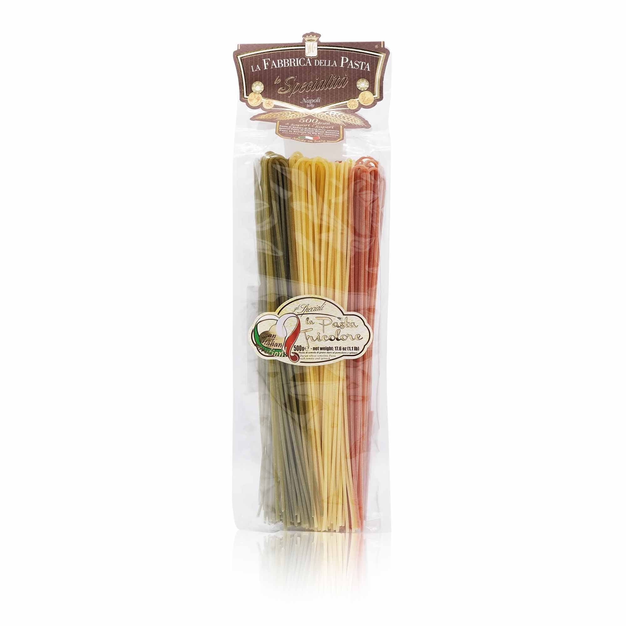 LA FABBRICA DELLA PASTA Spaghetti tricolore – Spaghetti dreifarbig - 0,5kg - italienisch - einkaufen.de