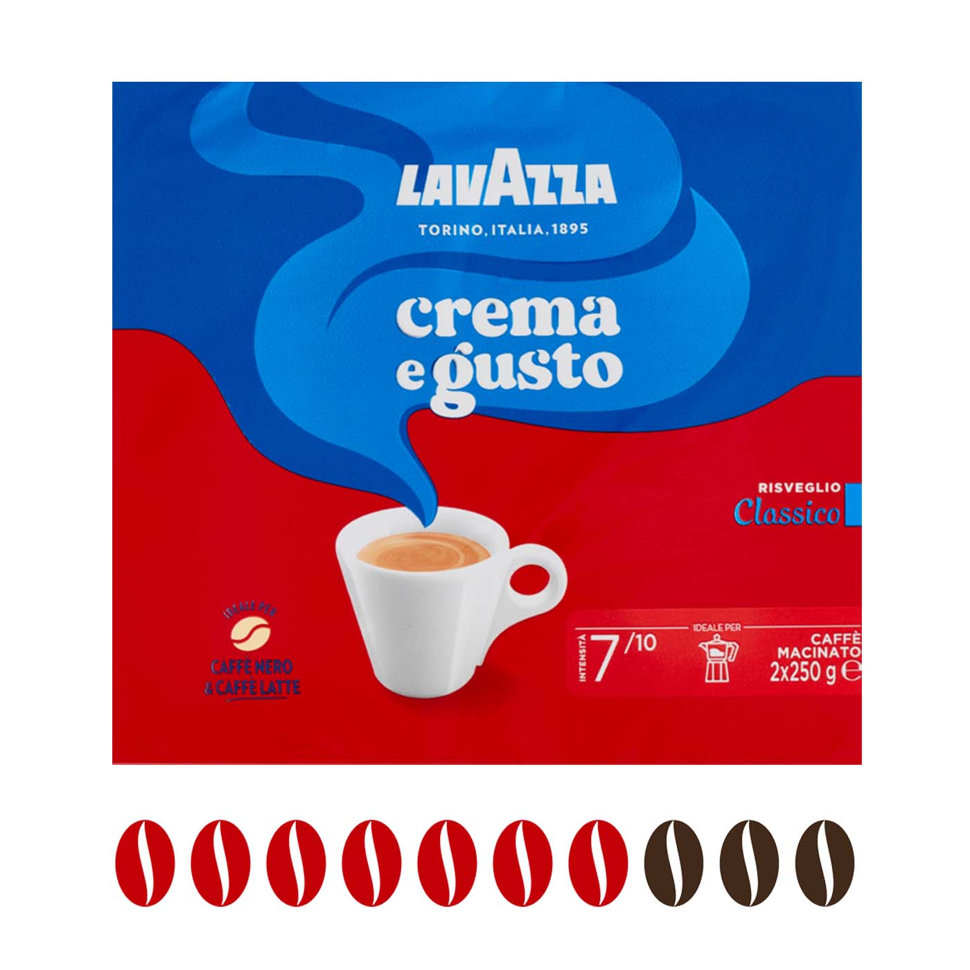 Lavazza Crema e Gusto Classico gemahlener Kaffee 2x 250g - italienisch - einkaufen.de