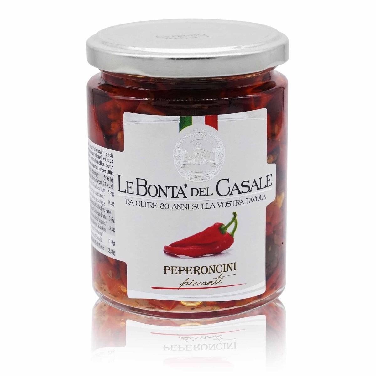 LE BONTÀ DEL CASALE Peperoncini piccanti tagliati – Chilischoten scharf in Öl - 0,280kg - italienisch - einkaufen.de