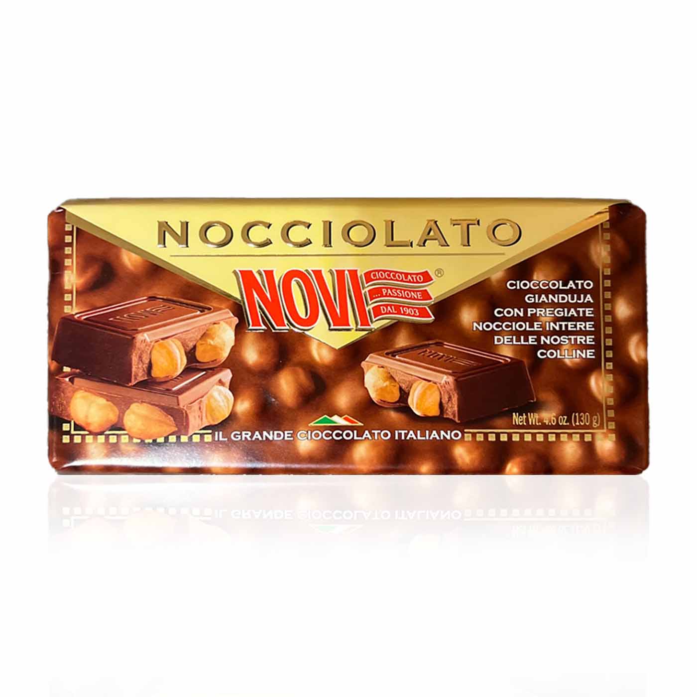 NOVI Cioccolato Nocciolato - Gianduiaschokoladentafel mit ganzen Nüssen - 0,130kg - italienisch - einkaufen.de