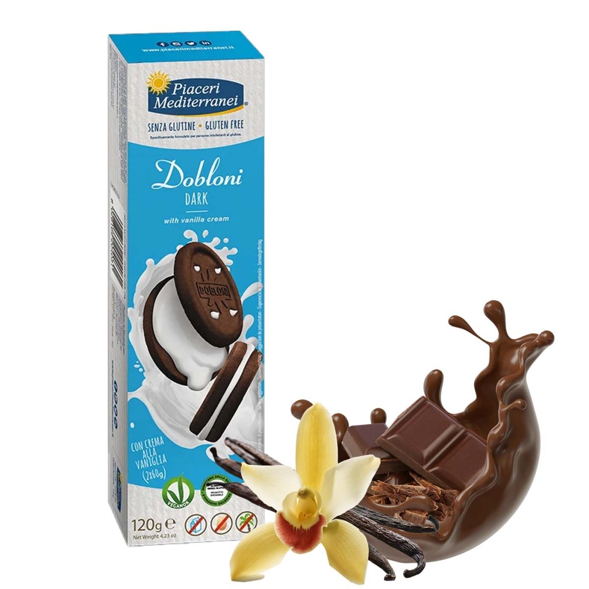 Piaceri Mediterranei Dobloni Dark senza glutine 120g - italienisch - einkaufen.de