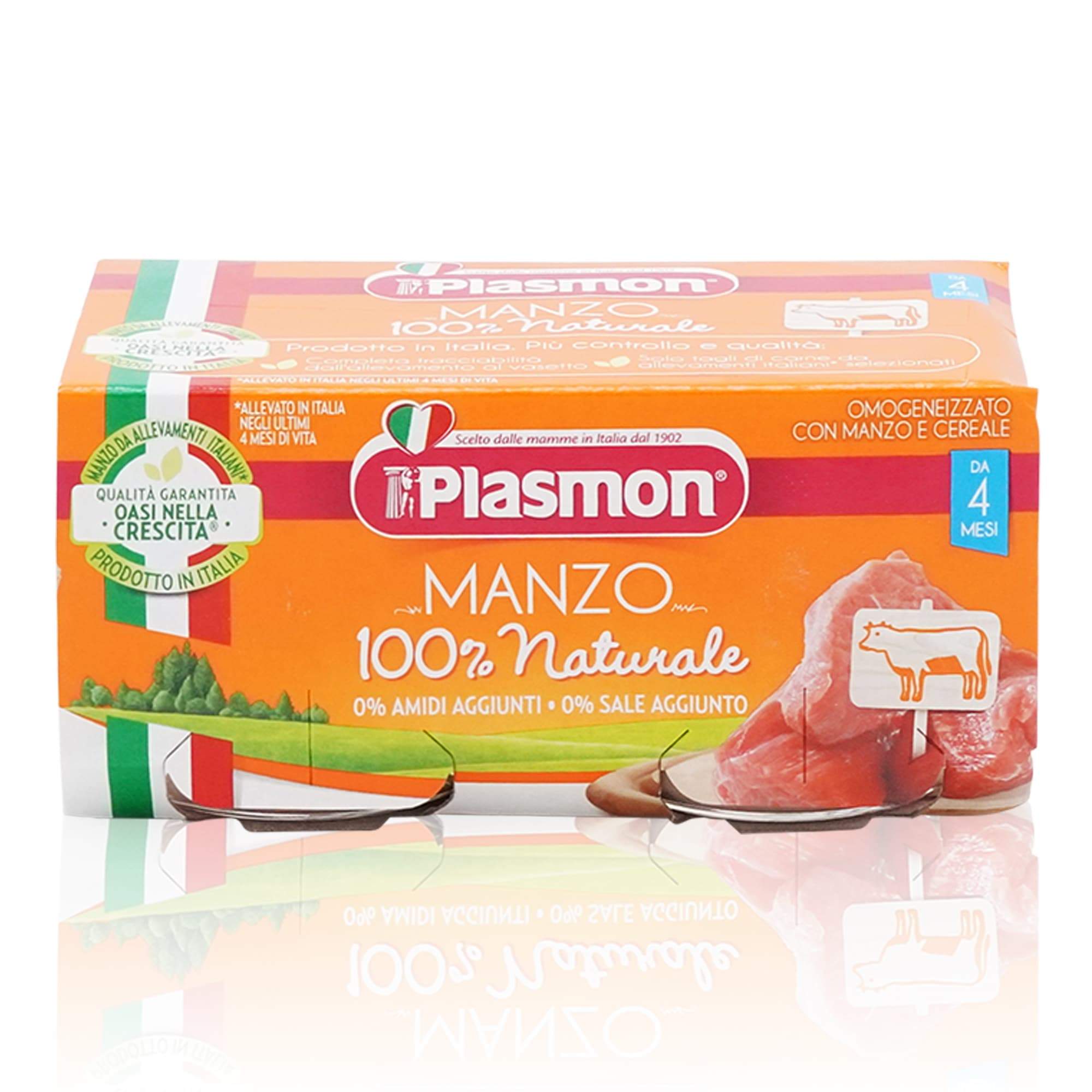 PLASMON Omogeneizzato Manzo – Fleischgläschen Rindfleisch ab dem 4. Monat - 0,160kg - italienisch - einkaufen.de