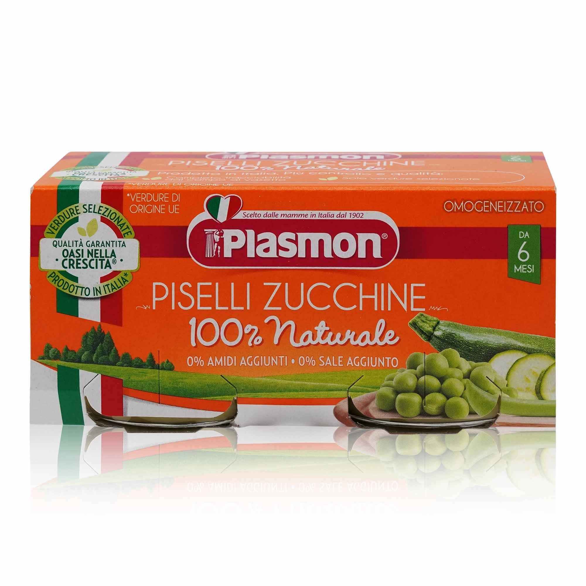 PLASMON Omogeneizzato Piselli Zucchine – Gemüsegläschen Erbsen Zucchini - 0,160kg - italienisch-einkaufen.de