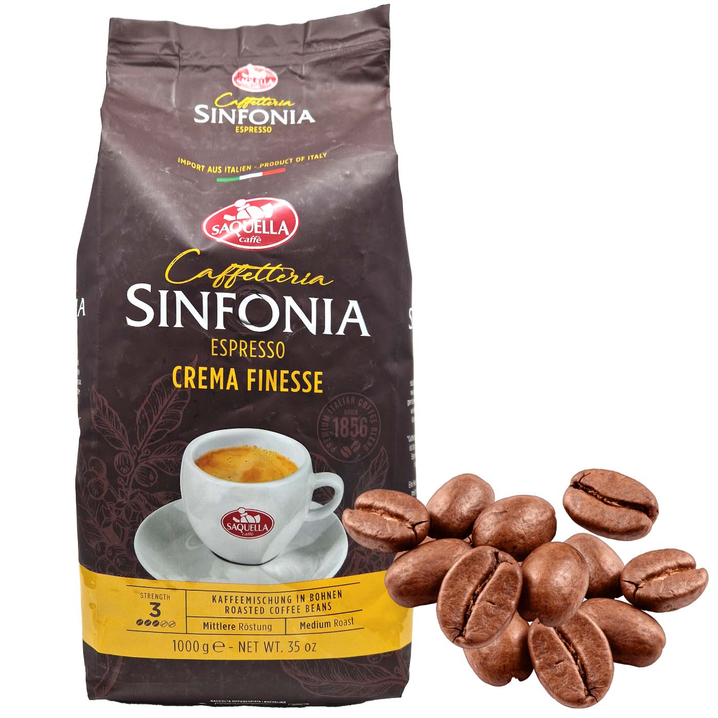 SAQUELLA Sinfonia Espresso Crema Finesse - Kaffemischung in Bohnen - 1kg - italienisch - einkaufen.de