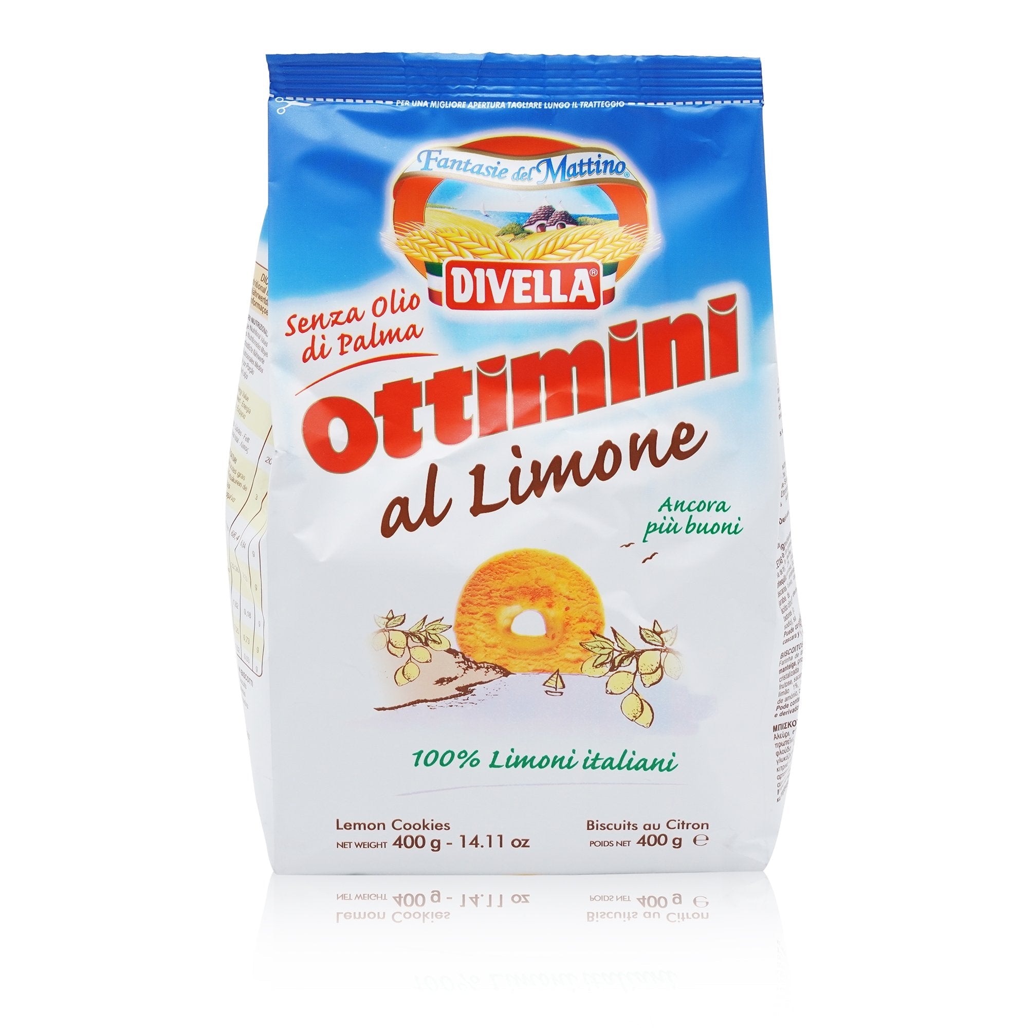 DIVELLA Biscotti Ottimini al limone – Zitronenkekse Ottimini - 0,400kg - italienisch-einkaufen.de