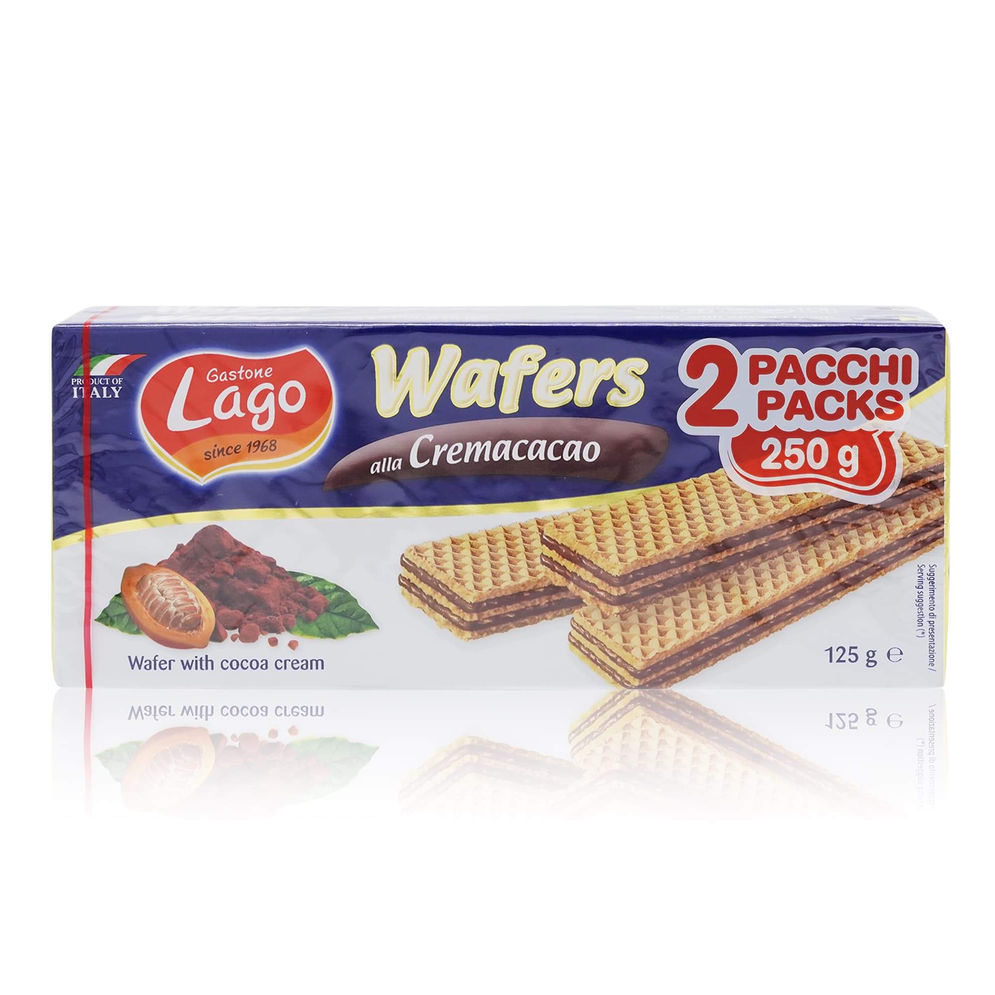 GASTONE LAGO Wafers doppio pacco Cremacacao – Neapolitaner Kakaofüllung - 0,250kg