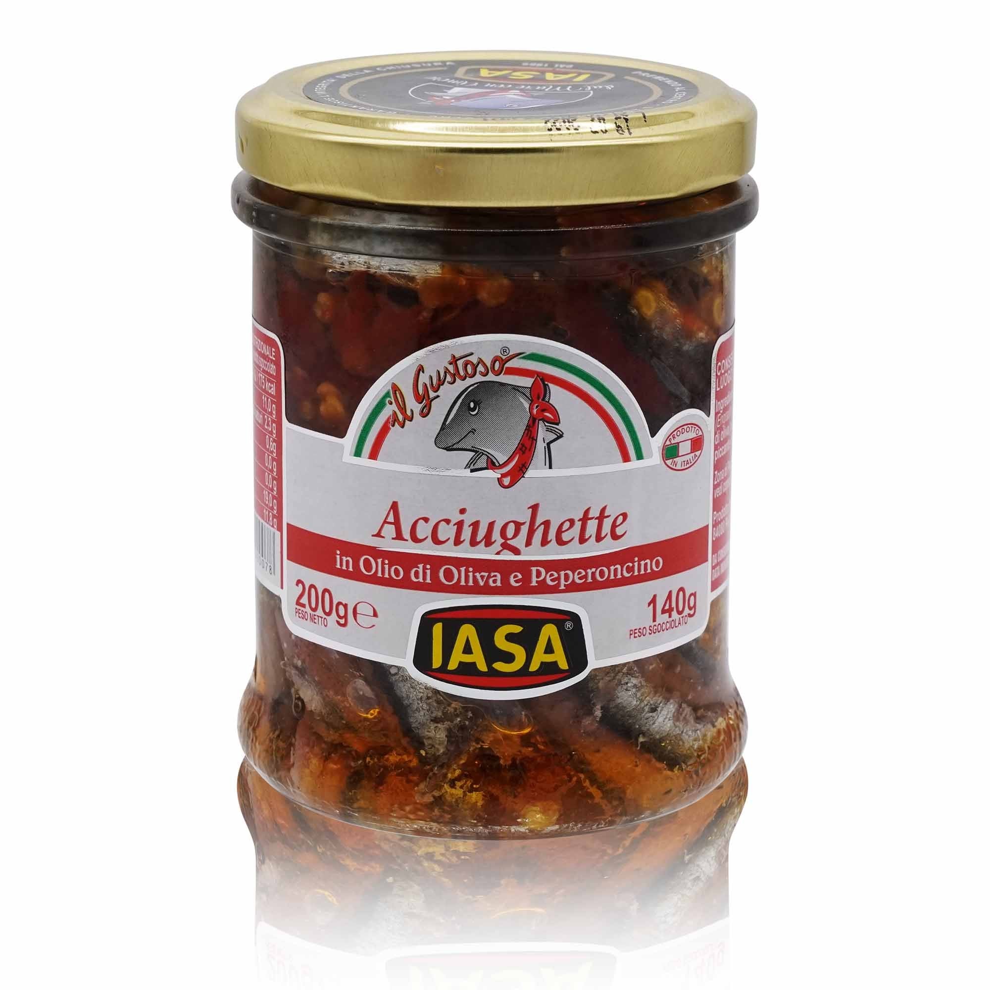 IASA Acciughette e Peproncino – Anchovies mit Chili eingelegt - 0,200kg
