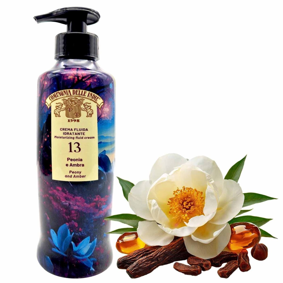 Compagnia delle Indie Crema Fluida Idratante 13 Peonia e Ambra 250 ml